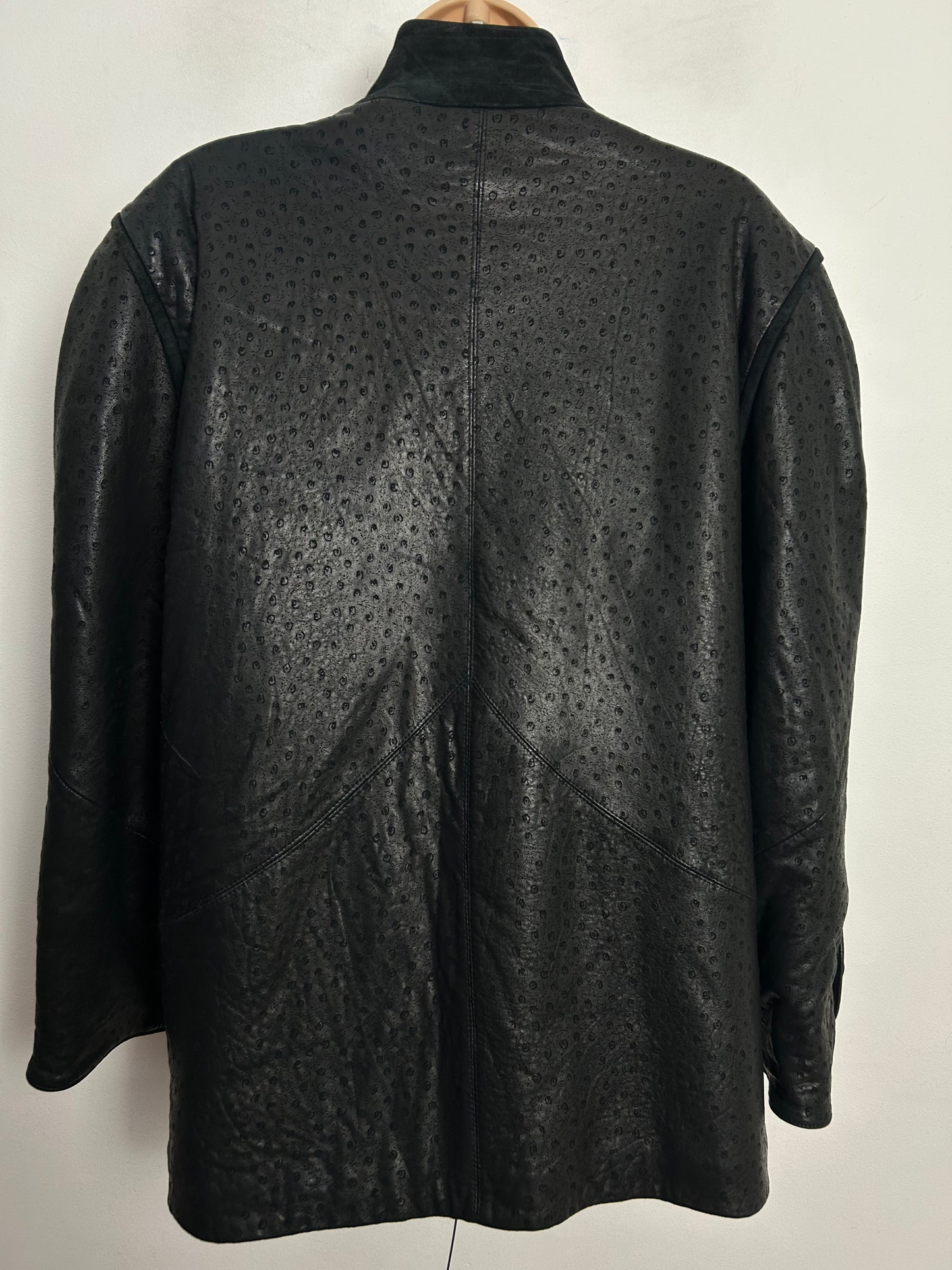 Vintage Early 1980s MARCO Up To Size 14-16 Black Leather Suede Chunky Buttons Over Size Leather Jacket