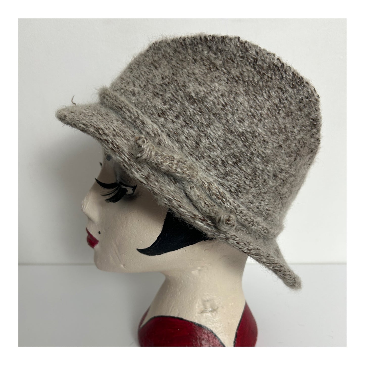 Vintage Beige & Brown Fleck Wool Mix Trilby Style Hat
