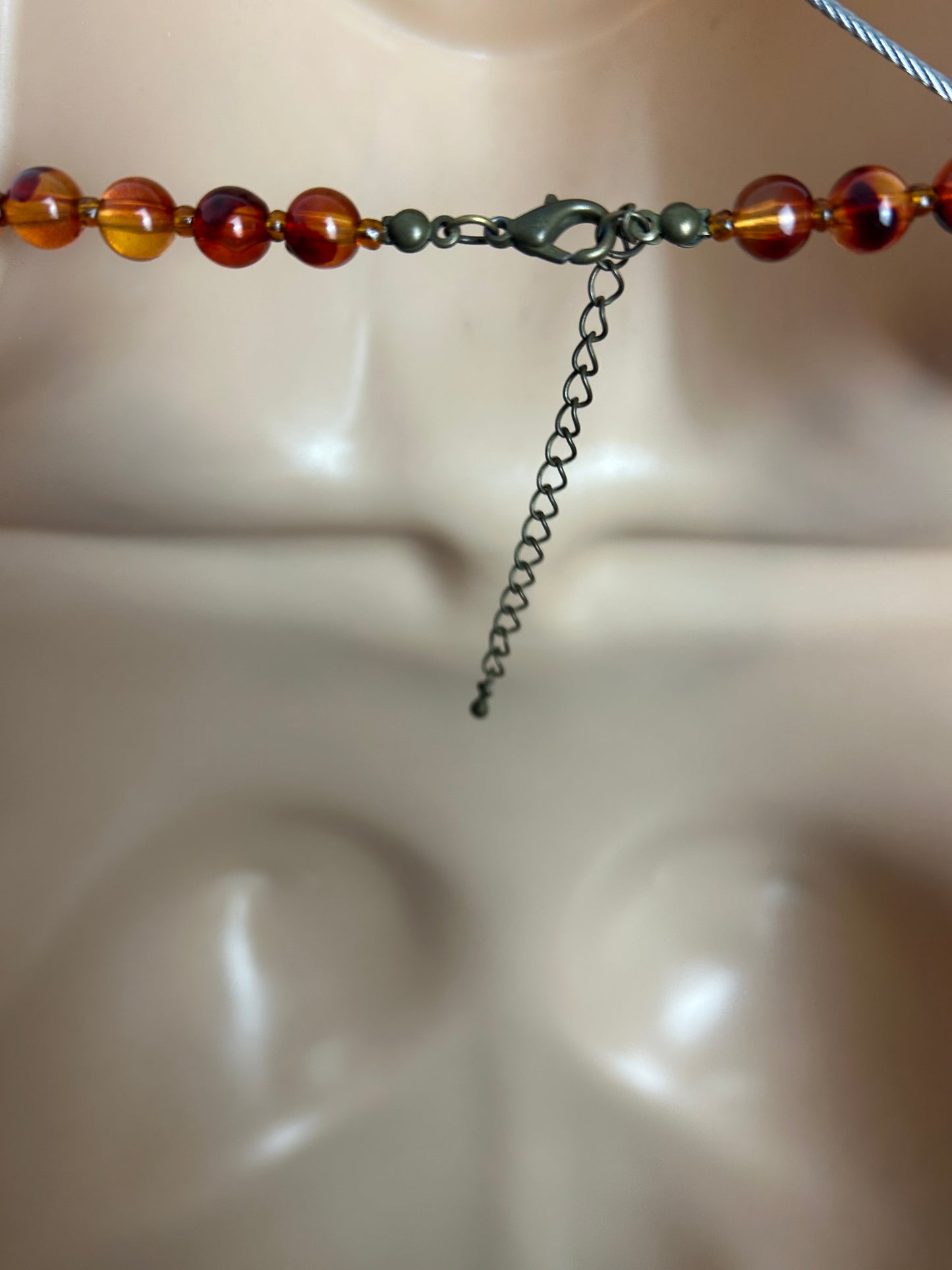 Vintage 1980s Leopard Print Tortoiseshell Style Chunky Beaded Choker Style Necklace