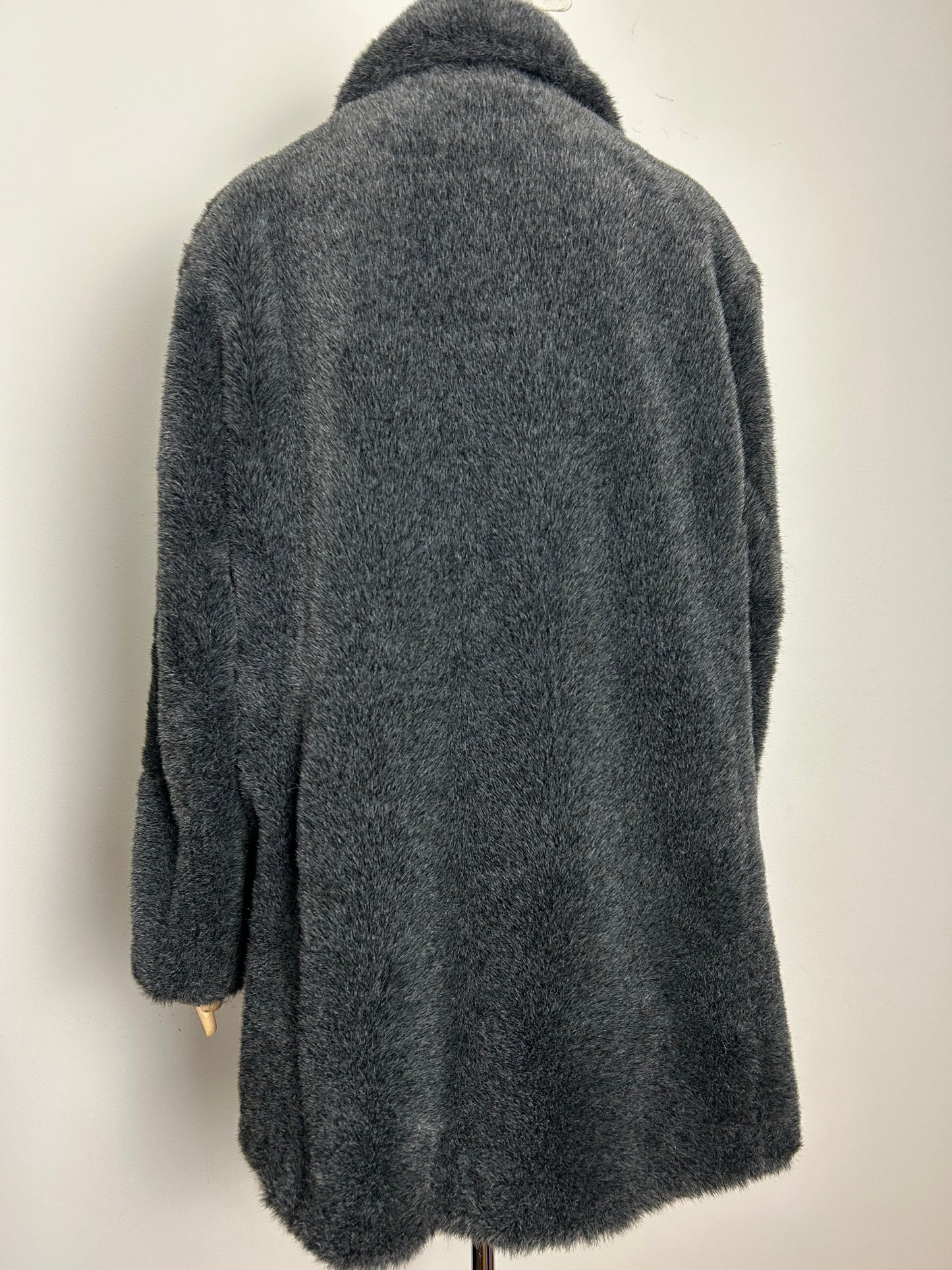 Modern SAIX Size 14-16 Dark grey faux fur knee length coat