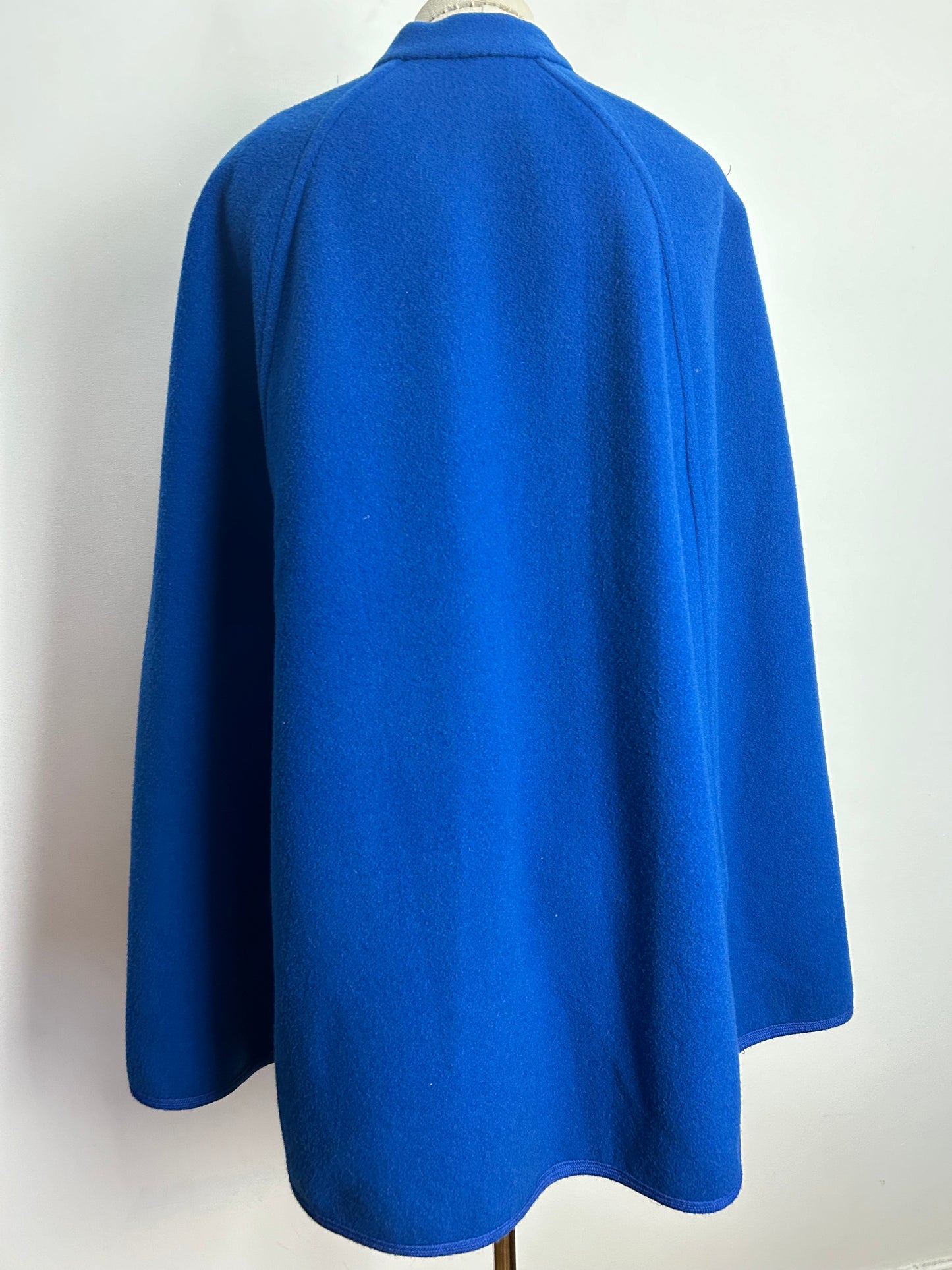 Vintage 1960s UK Size 8-10 Fabulous Green & Blue Reversible Wool Cape/Poncho