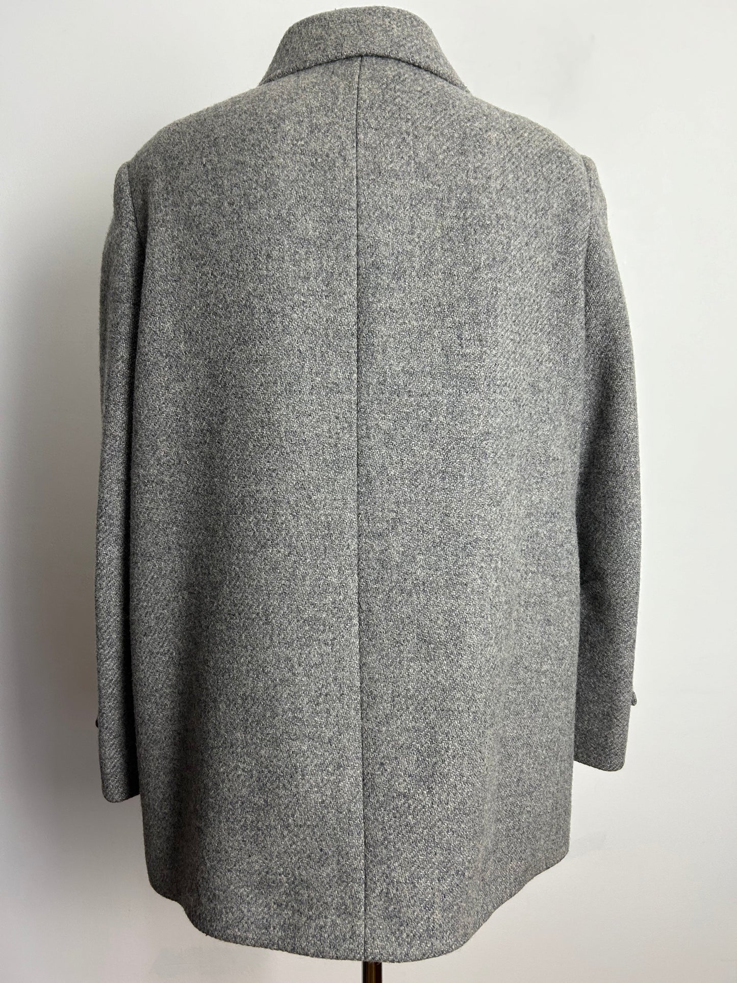 Vintage ST MICHAEL UK Size 14-16 Grey Pure New Wool Coat