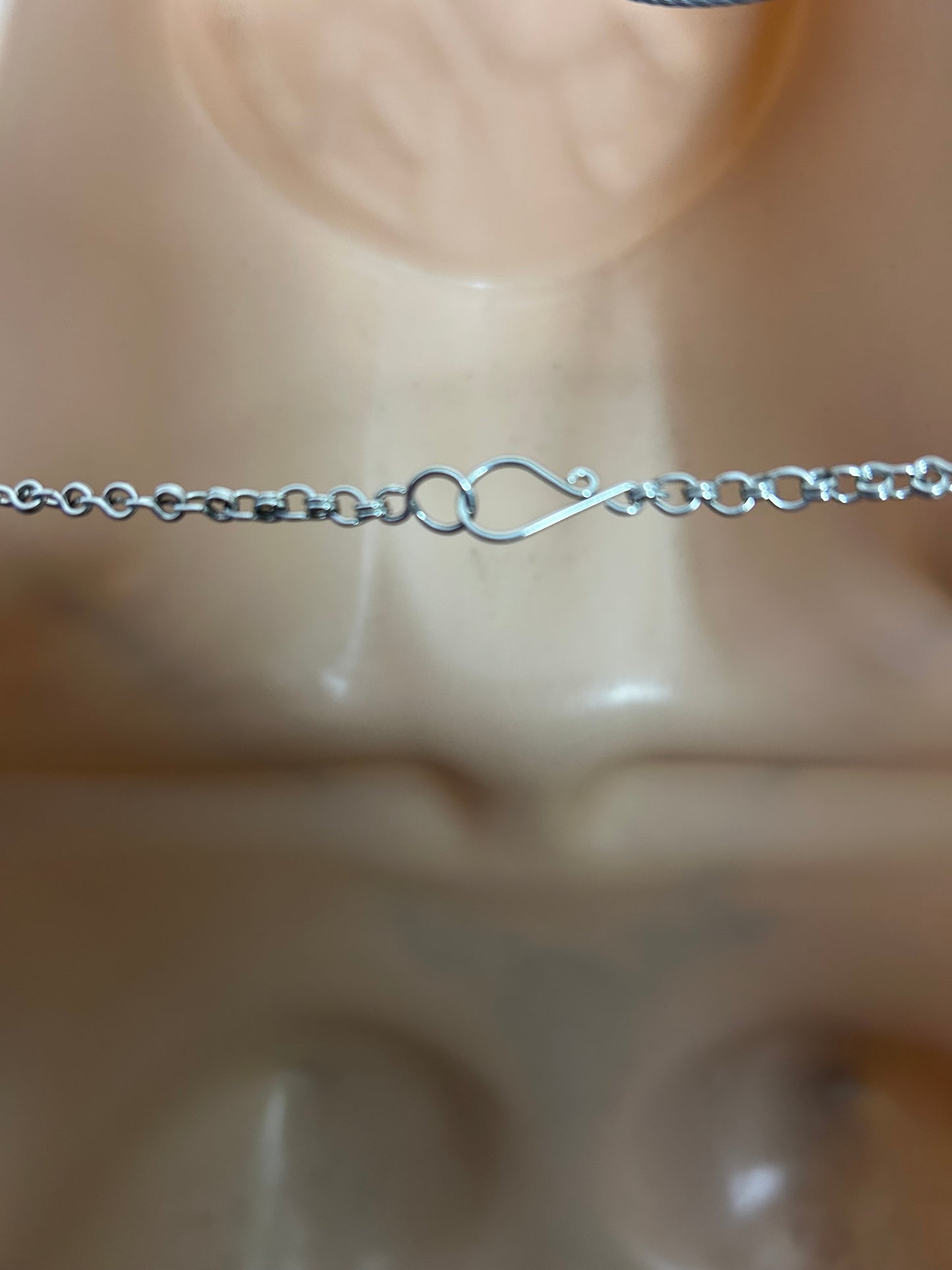 Vintage Silver Tone & Blue Glass Bead Dream Catcher Design Necklace