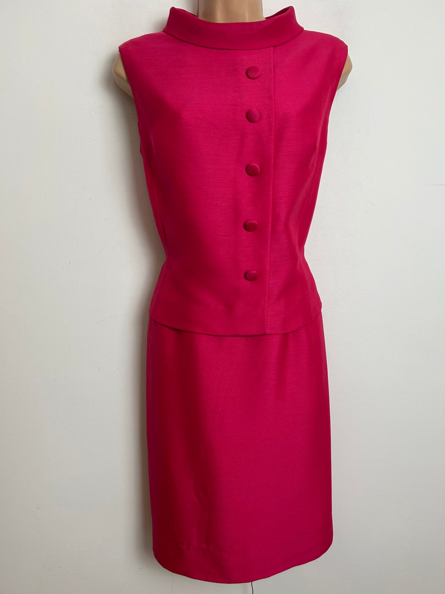Vintage 1960s PEGGY FRENCH COUTURE Size 10 "Francine" Fuchsia Pink Mod Dress