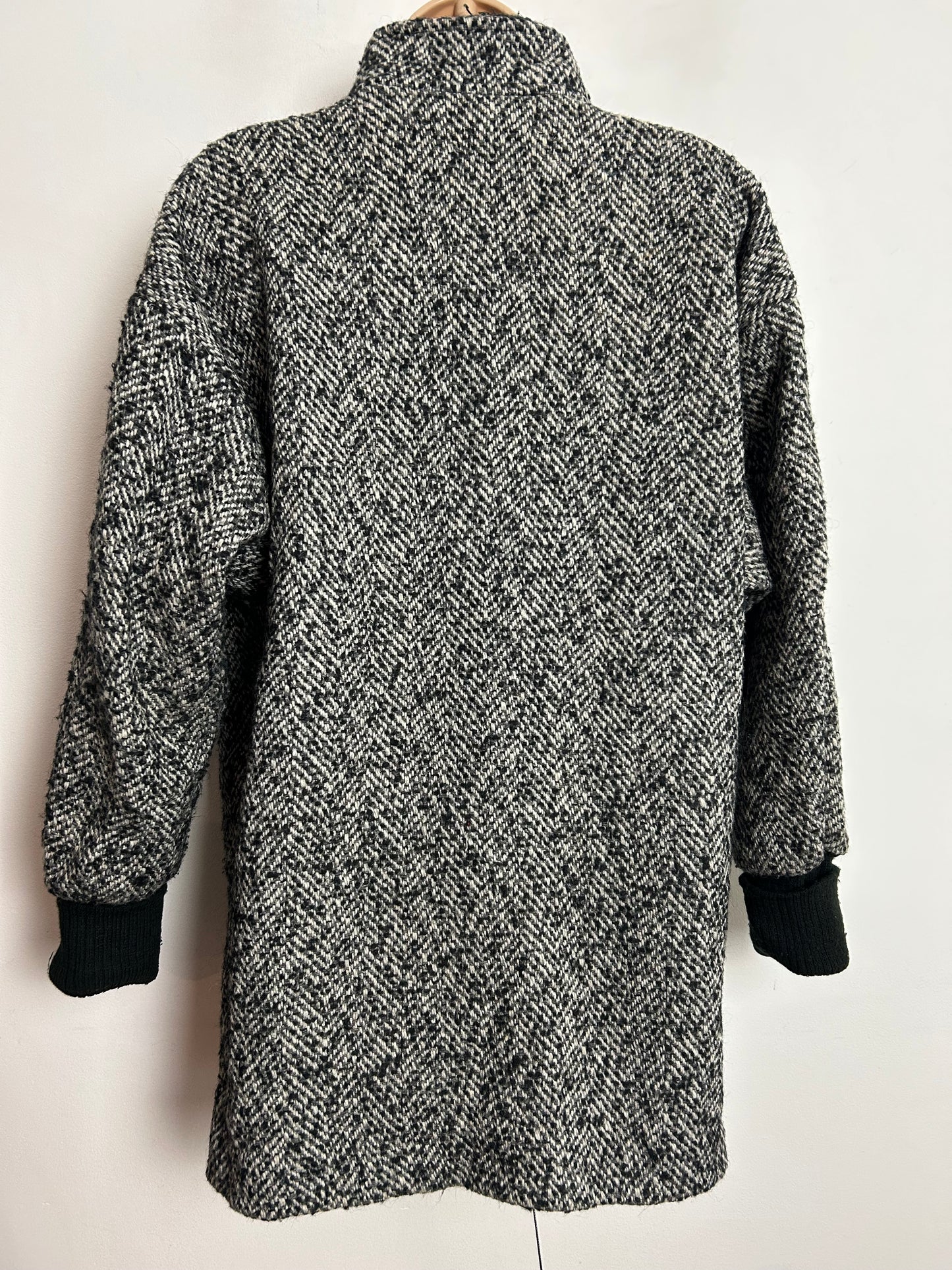 Vintage 1980s/1990s NEW YORK GIRL UK Size 14-16 Grey Tones Tweed Wool Coat