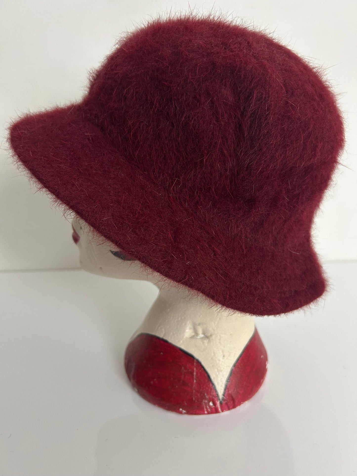 Vintage ITALIAN Dark Red/Burgundy Rabbit Hair & Wool Mix Trilby Style Hat