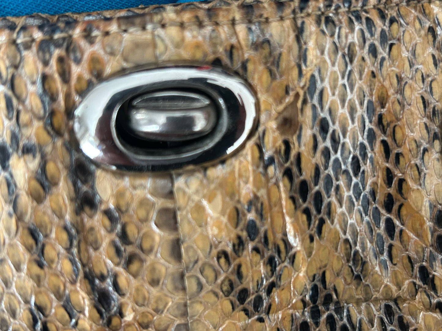 Vintage 1980s BOUTIQUE DESIGNER FRIMA Python Snake Skin Leather Tote Handbag
