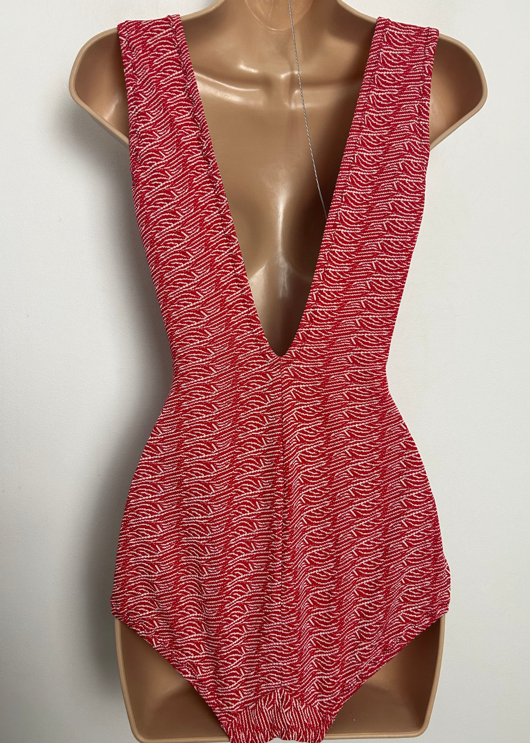 Vintage Late 1950s BALNEA PARIS Size 8 Red & White Pattern Slightly Padded Cup Swimsuit