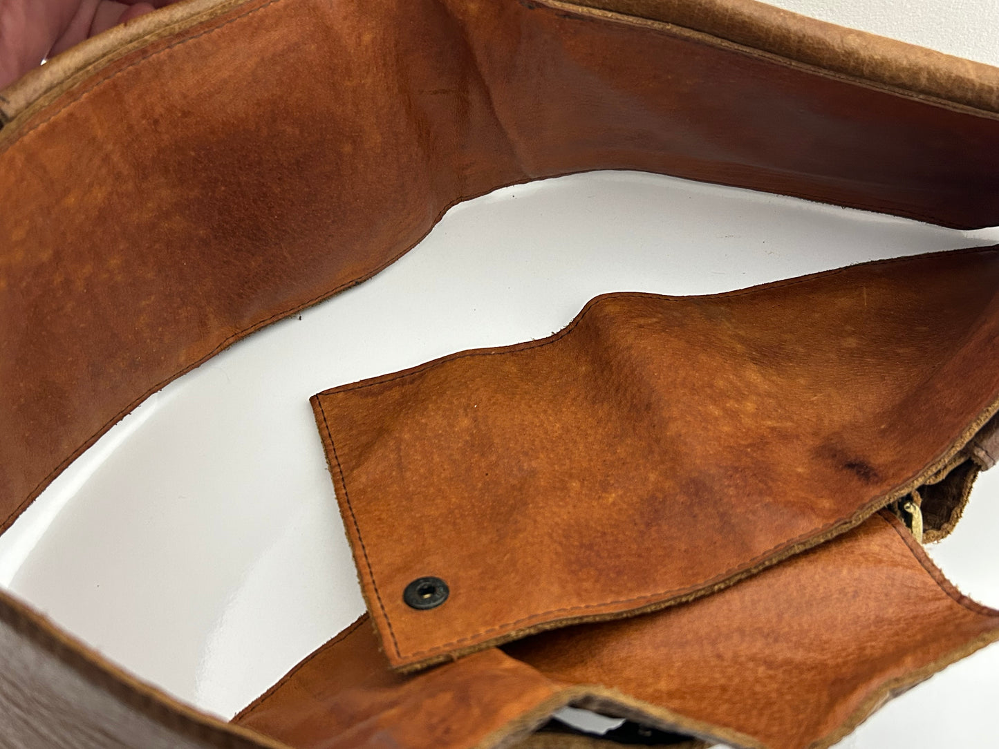 Vintage 1970s Dark Tan Brown Leather Money Market Traders Utility Belt