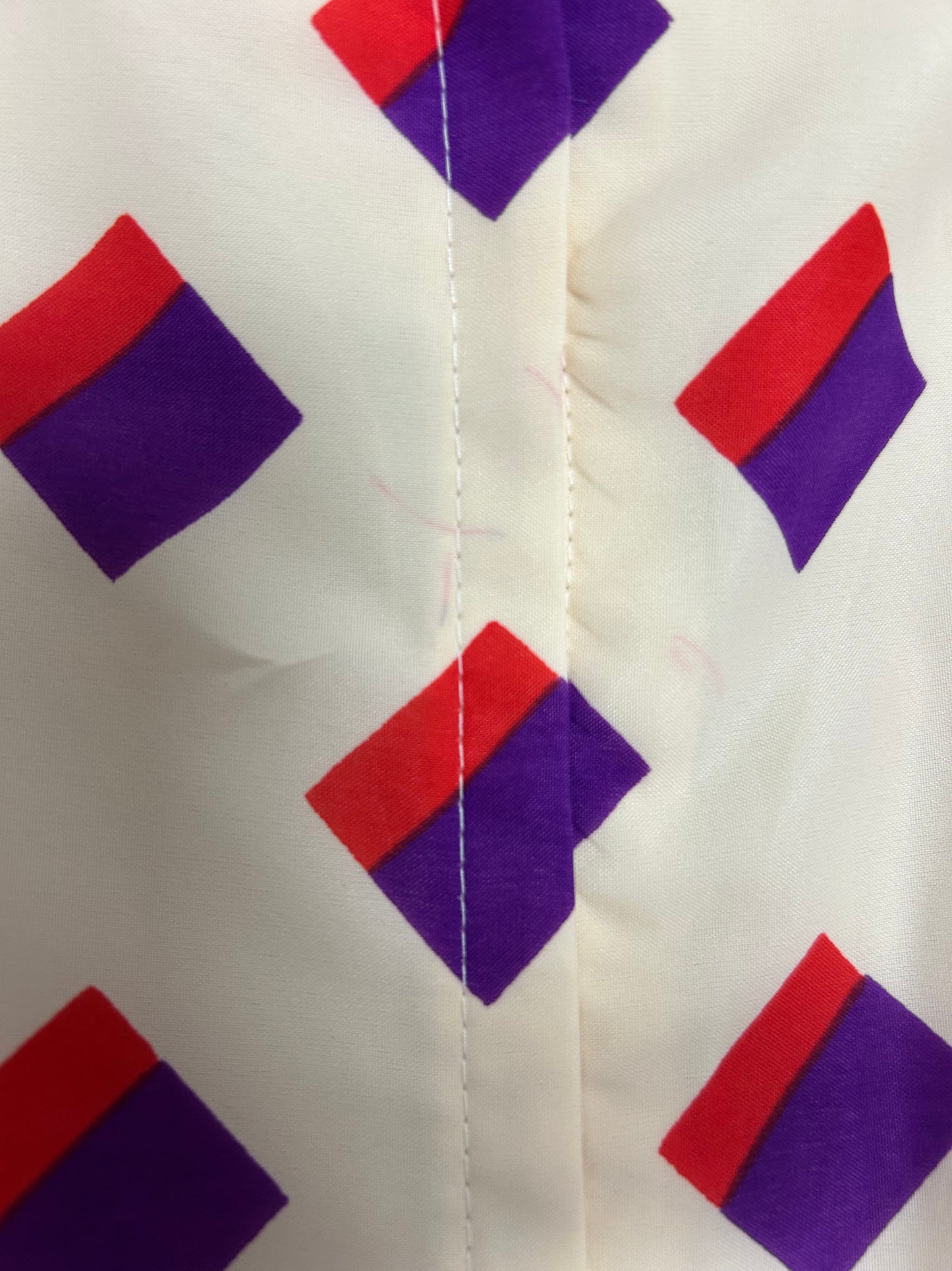 Vintage 1970s BERKERTEX Size 10 Cream Red Purple Green & Yellow Geo Print Long Sleeve Maxi Dress