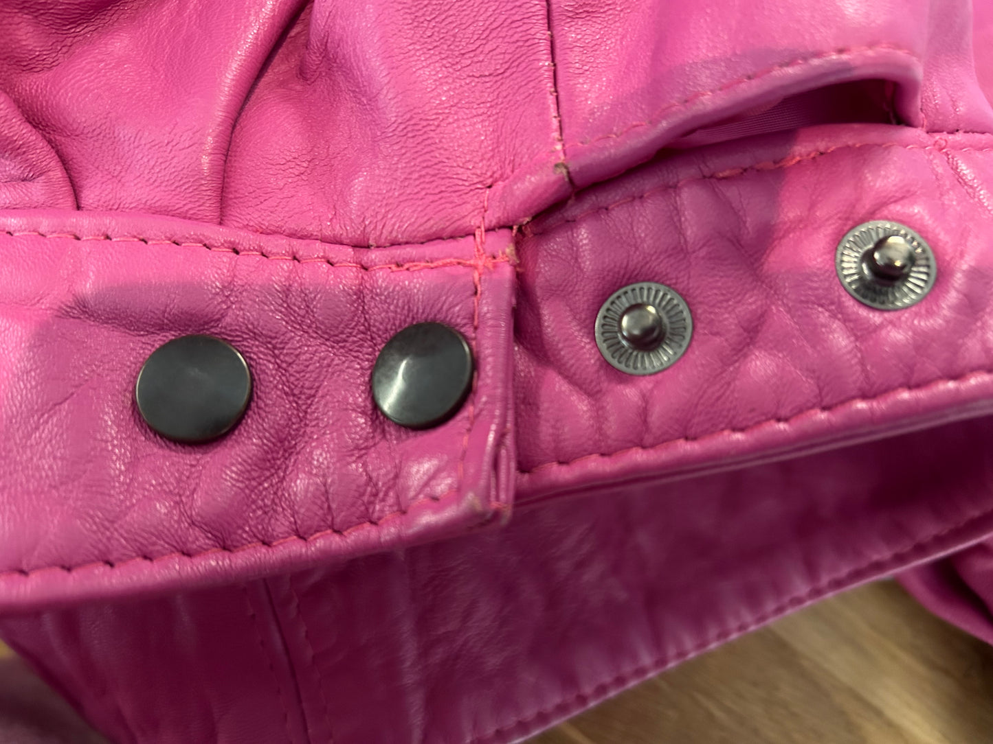 Vintage 1980s THE TAUBE COLLECTION Approx UK Size 14 Pink Leather Jacket