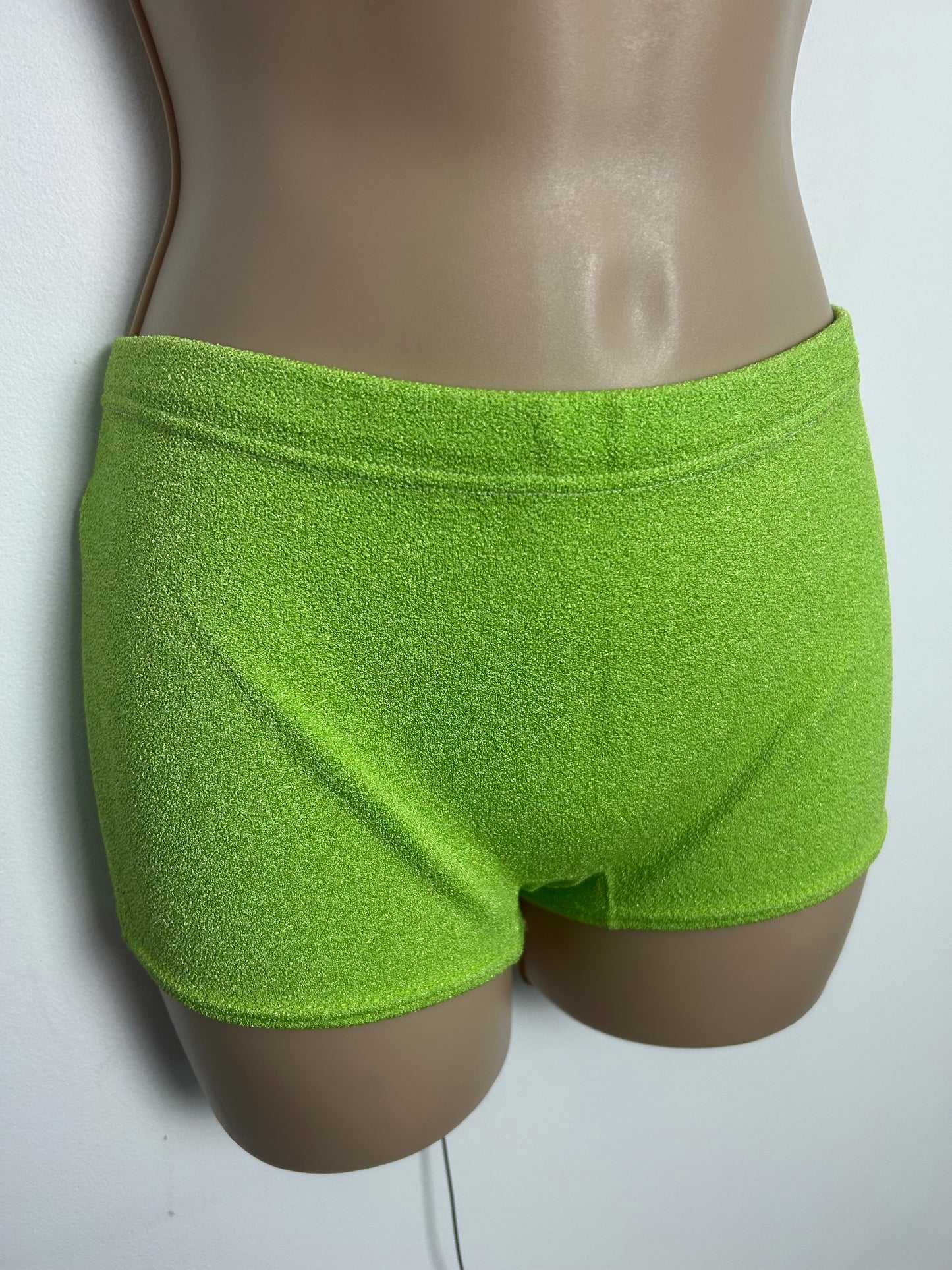 Vintage Late 1960s Size 12 Lime Green Two Piece Shorts Style Bikini