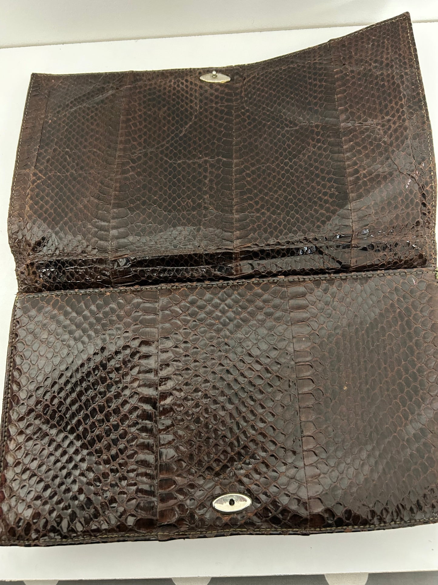 Vintage 1970s Italian Brown Reptile Leather Handbag With Removable Shoulder Strap