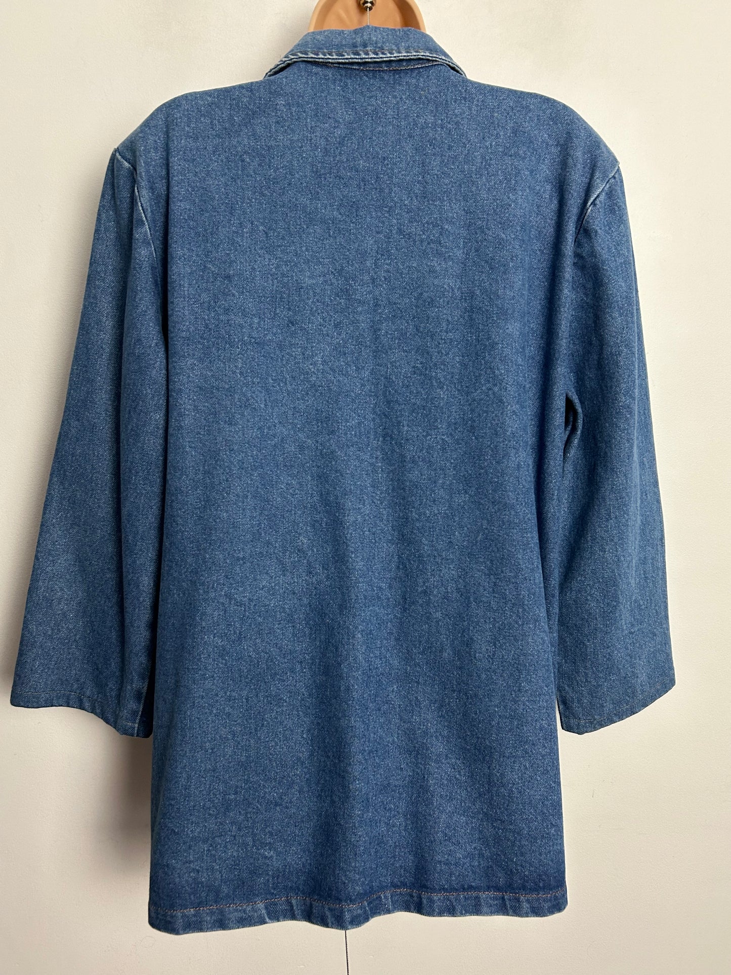 Vintage 1980s/1990s UK Size 10-12 Denim Blazer With Stud & Bead Embellishment