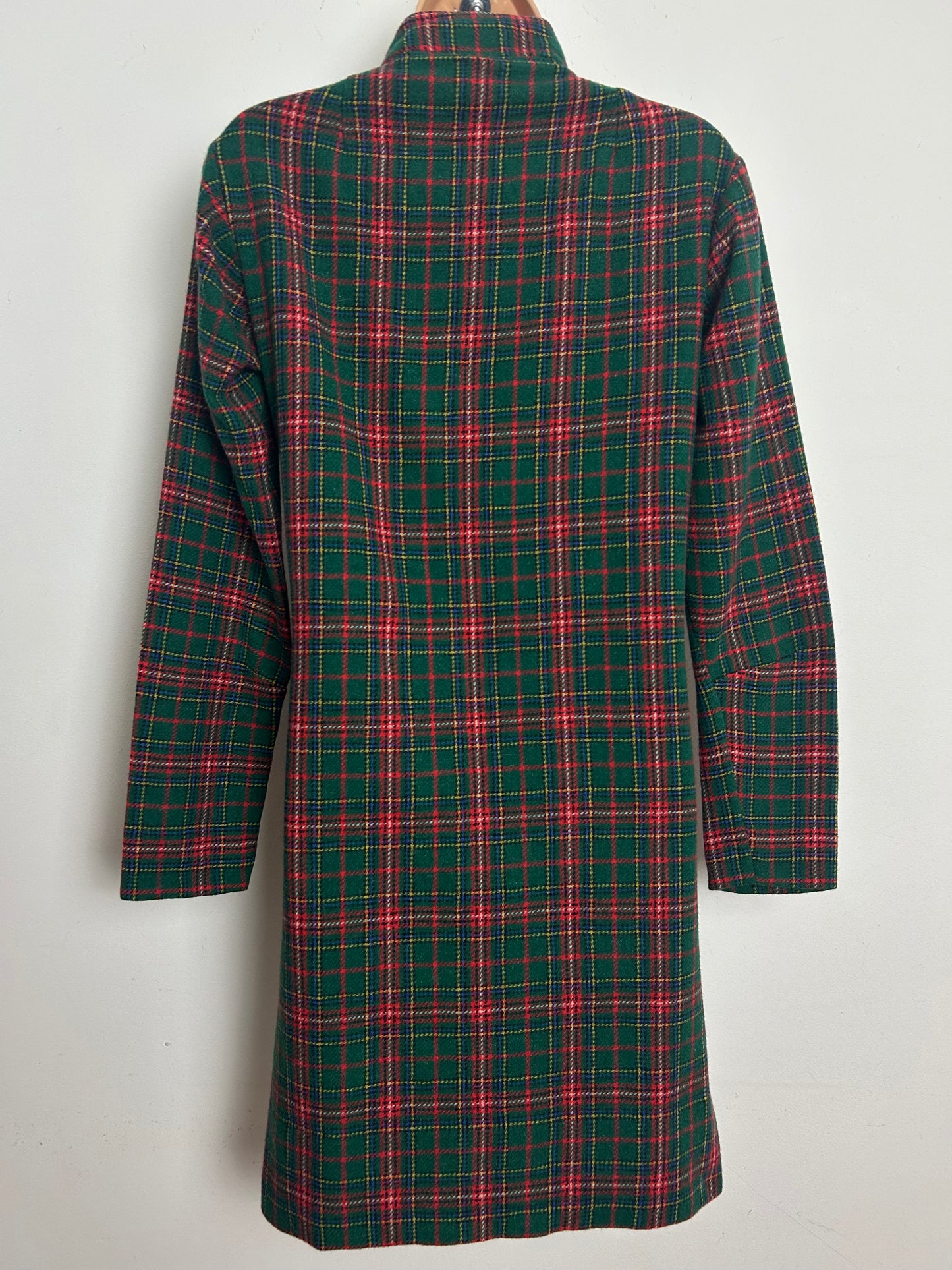 Vintage 1960s Size 10 Green & Red Tartan Check Wool Mod Shift Dress