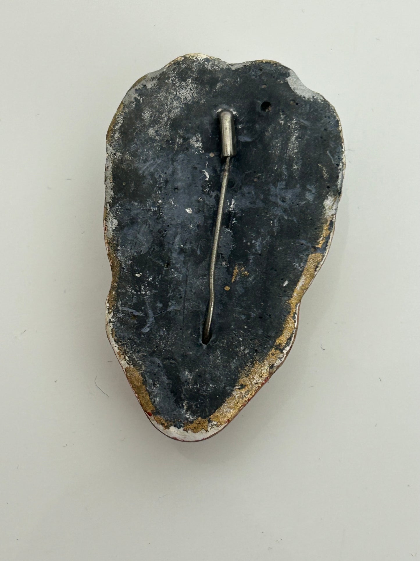 Vintage 1950s Chalk Cast Sculptural Handmade Glamor Girl Face Pin Brooch