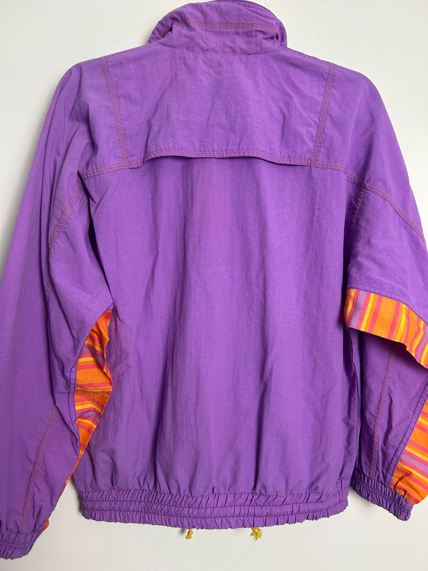 Vintage 1980s DIADORA Size S Lilac & Orange "BEACH VOLLEY" Windbreaker Shell Top