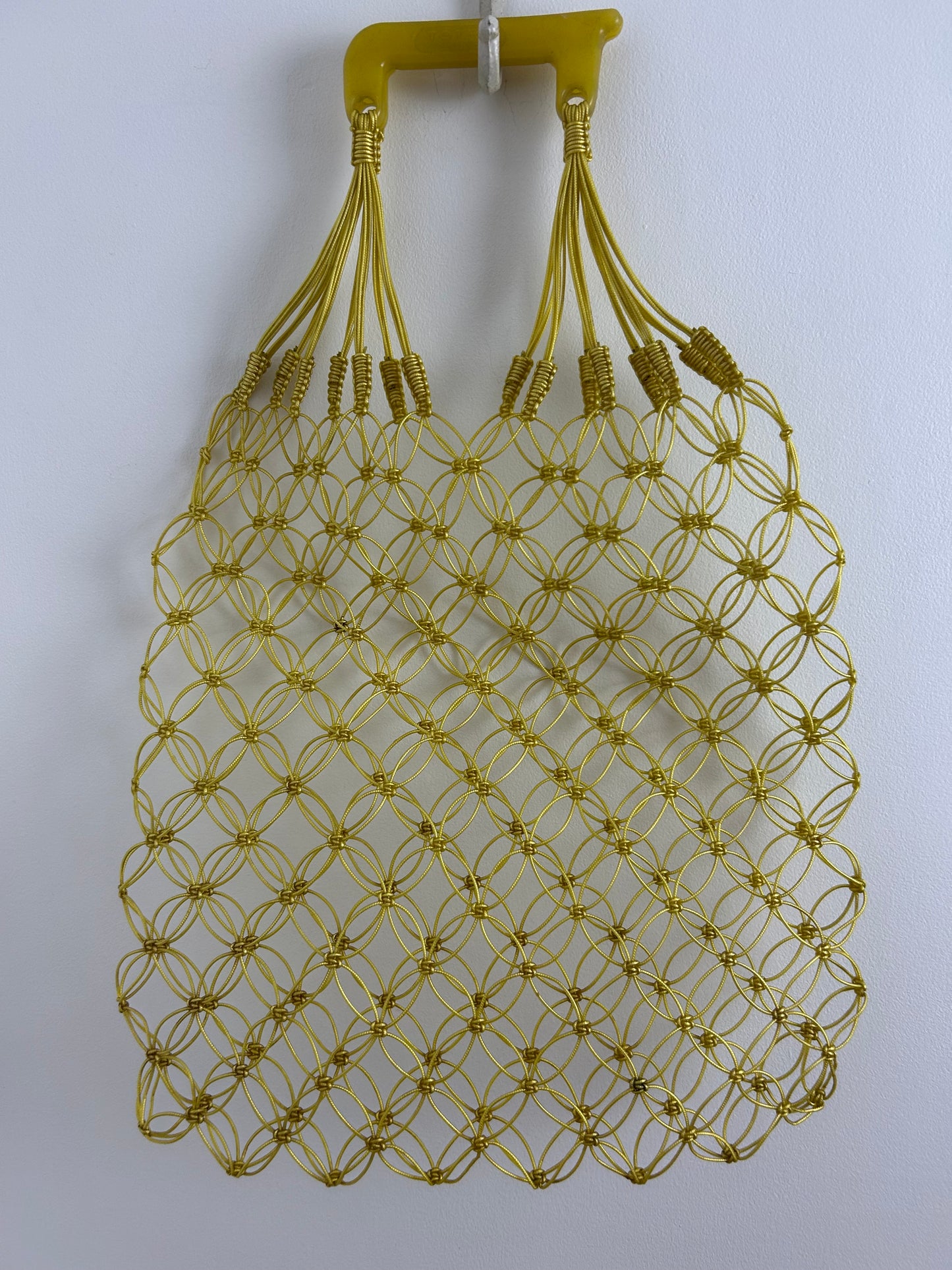 Vintage 1960s Fabulous TOTRA Mustard Yellow Plastic Woven String Shopping Bag