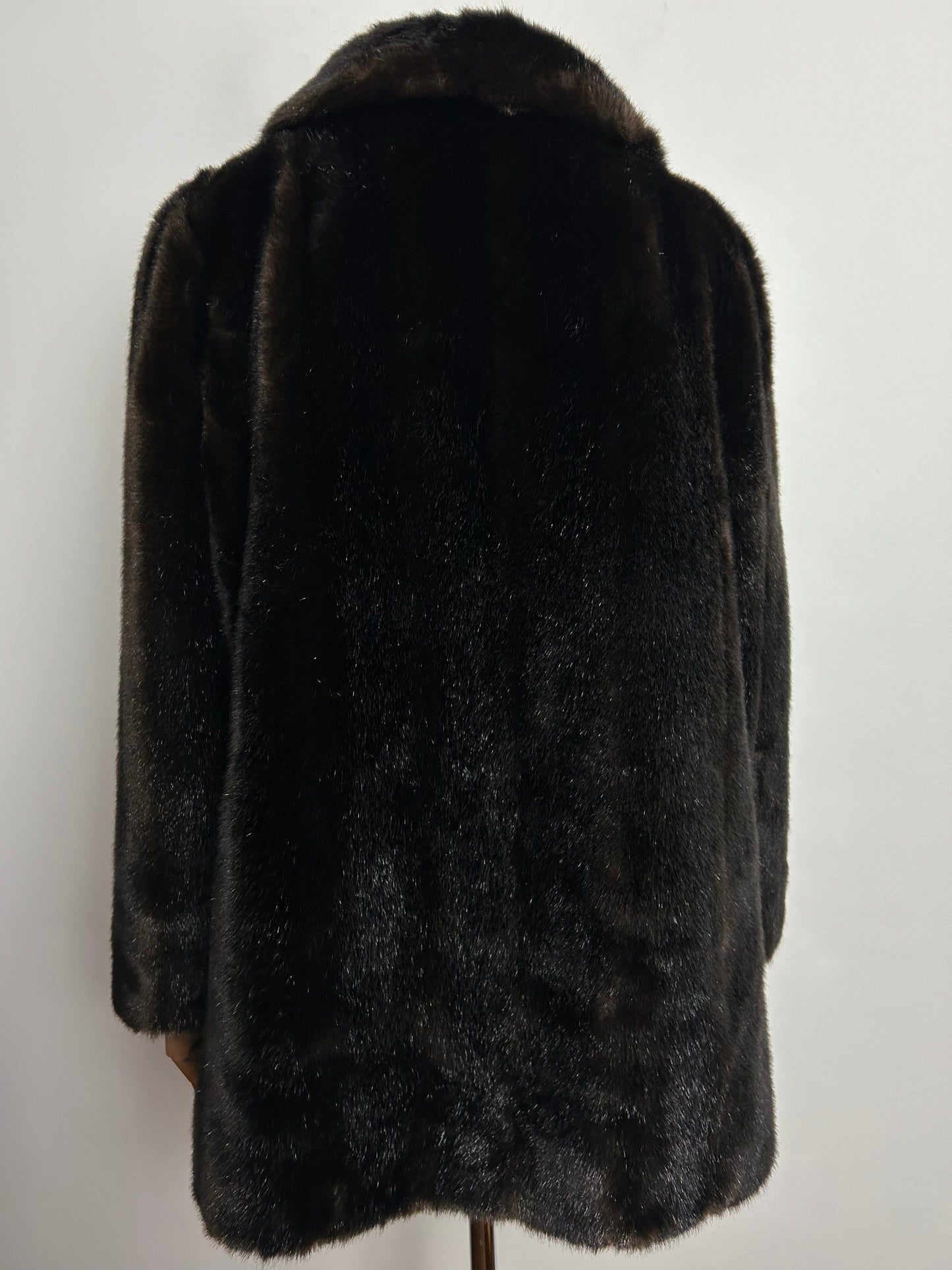 Vintage C&A UK Size 12-14 Chocolate Brown Soft Faux Fur Coat