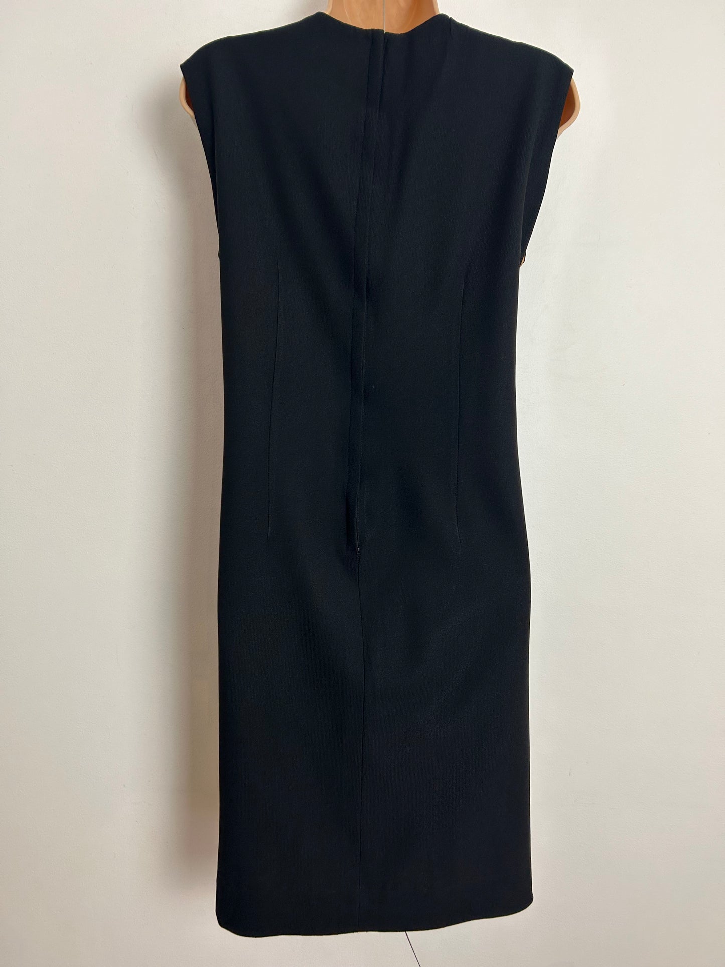 Vintage 1960s UK Size 14 Black & Gold Braid Trim Little Black Evening Party Mod Shift Dress