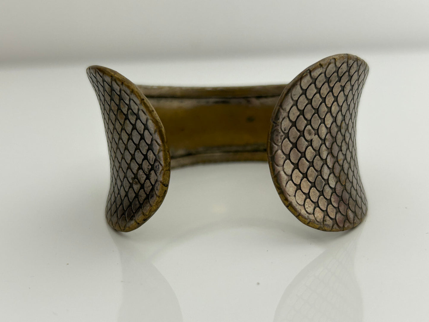 Vintage Mixed Metal Scale Effect Cuffed Bangle