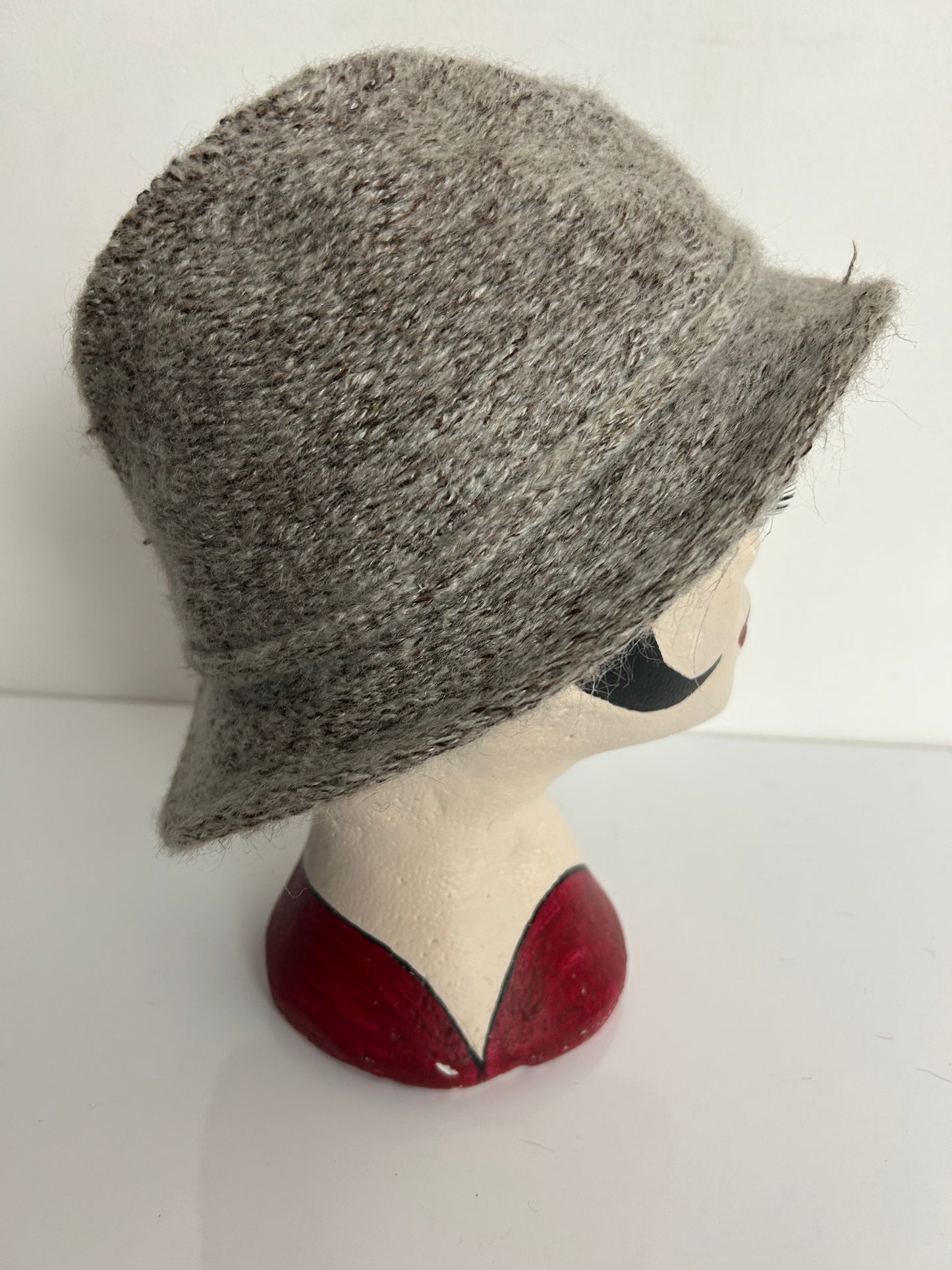 Vintage Beige & Brown Fleck Wool Mix Trilby Style Hat