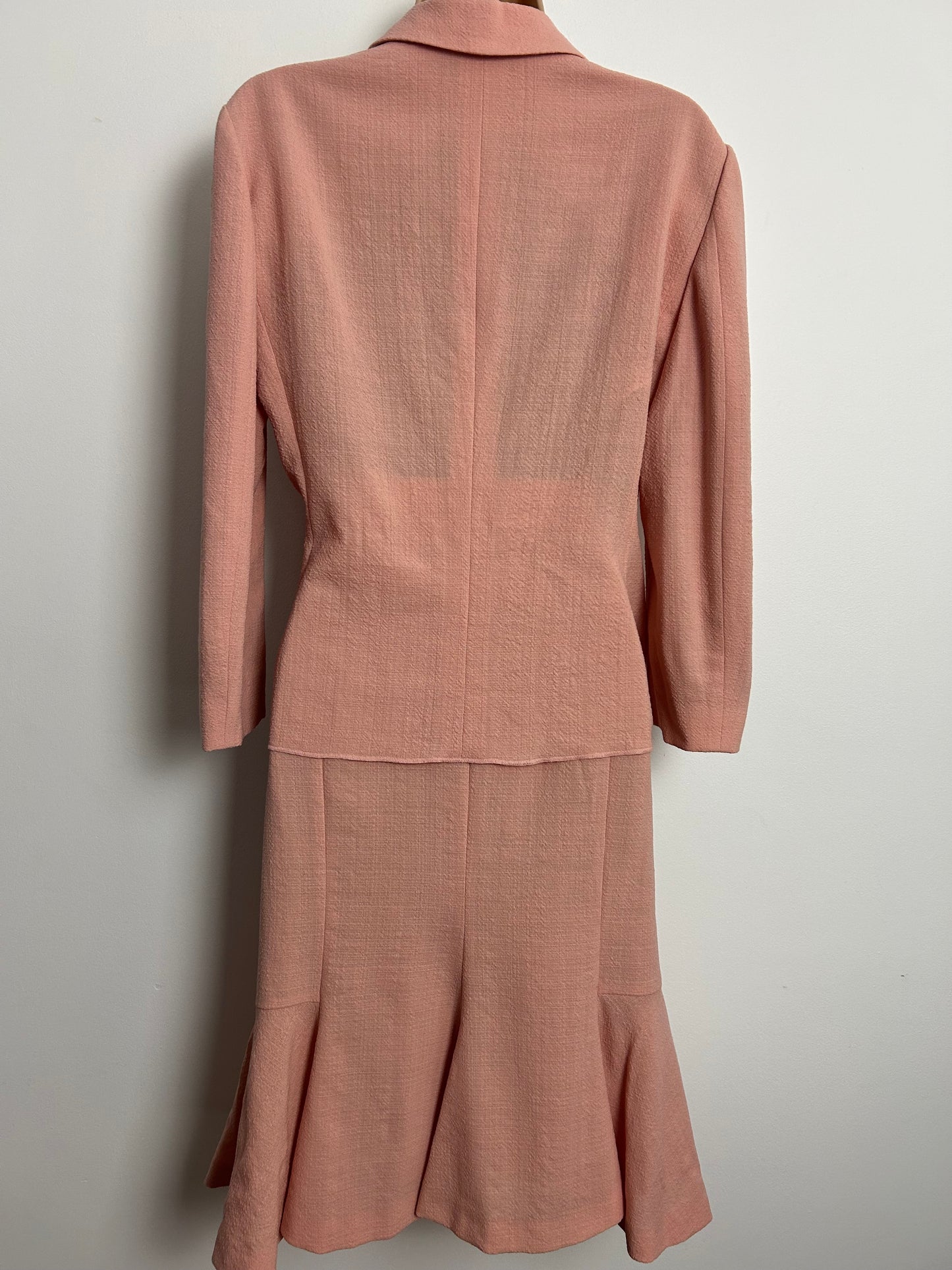 Vintage 1990s MOSCHINO CHEAP & CHIC Size 12 Pale Pink Virgin Wool 40s Style Skirt Suit