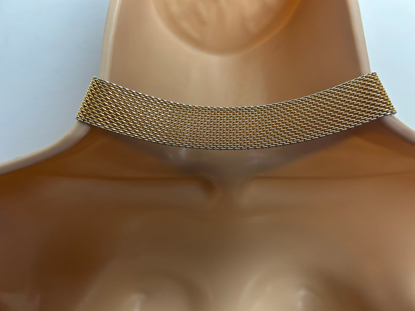 Vintage Gold Tone Mesh Belt Style Choker Style Necklace