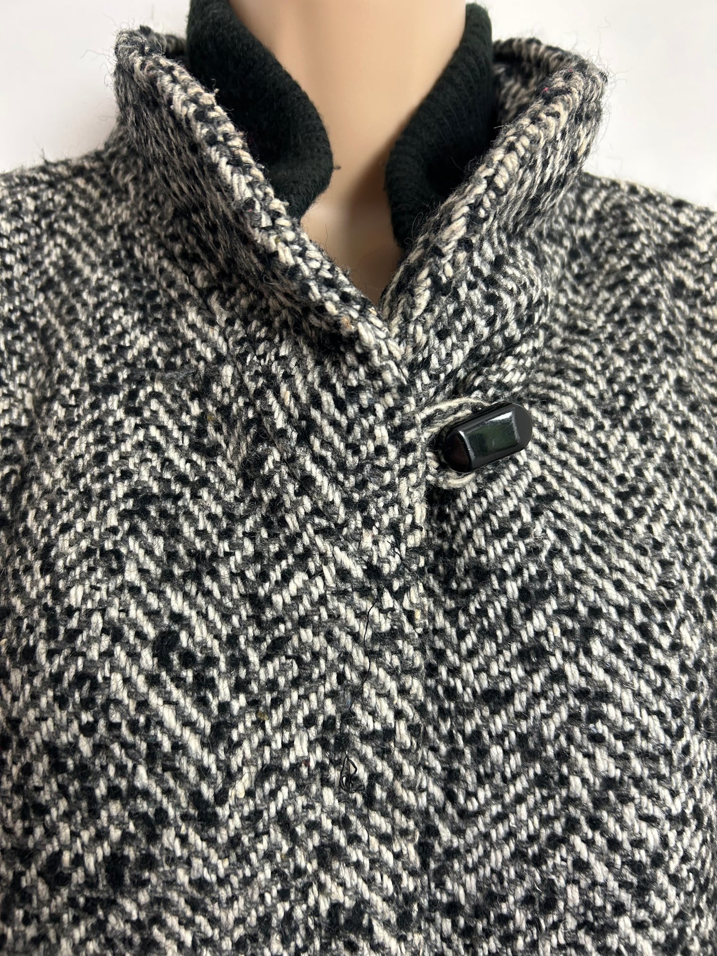 Vintage 1980s/1990s NEW YORK GIRL UK Size 14-16 Grey Tones Tweed Wool Coat