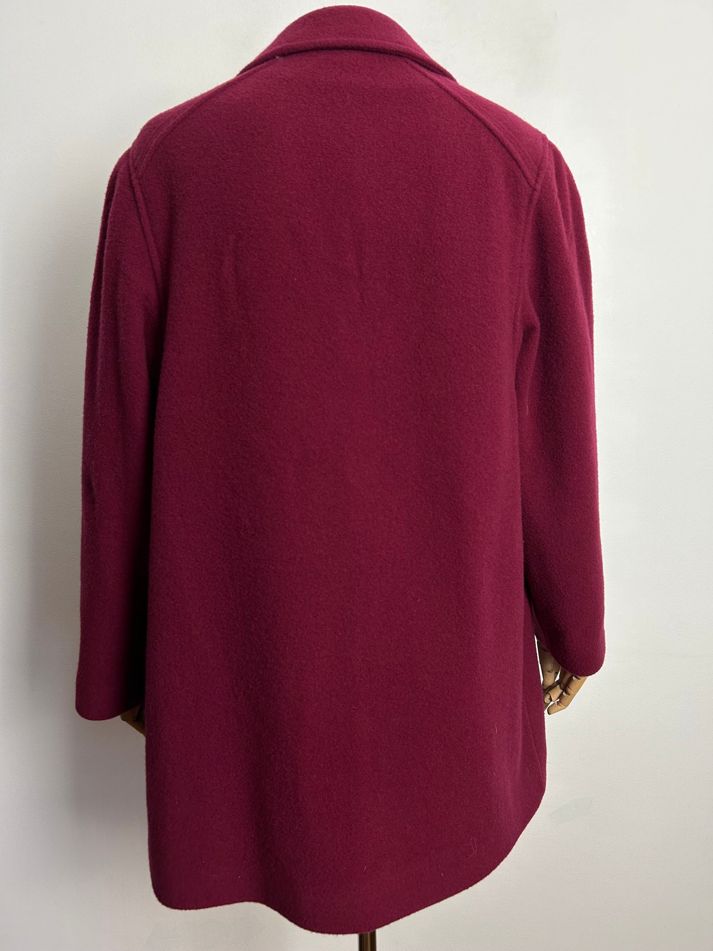 Vintage EASTEX UK Size 16 Dark Red Pure New Wool Lined Coat