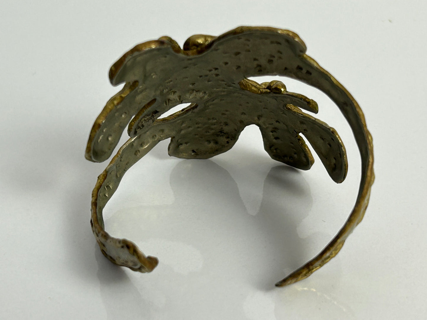 Vintage Chunky Mixed Metal Brutalist Style Cuff Bangle/Bracelet