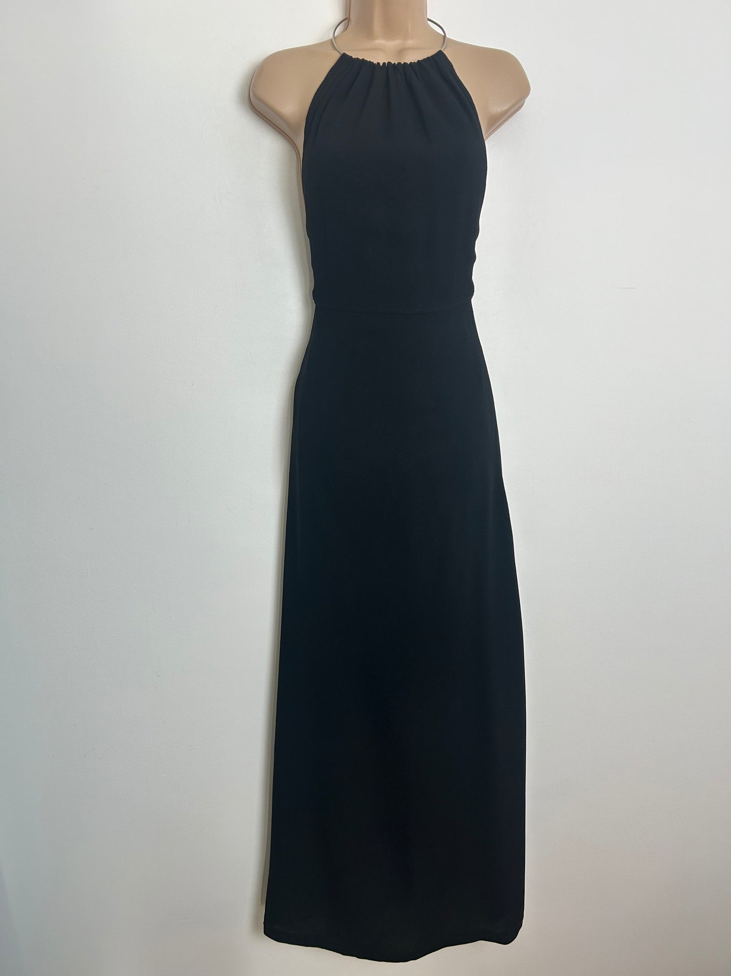 Vintage 1970s BELCHIC MODELL Size 6 Black Metal Choker Neck Occasion Evening Maxi Dress