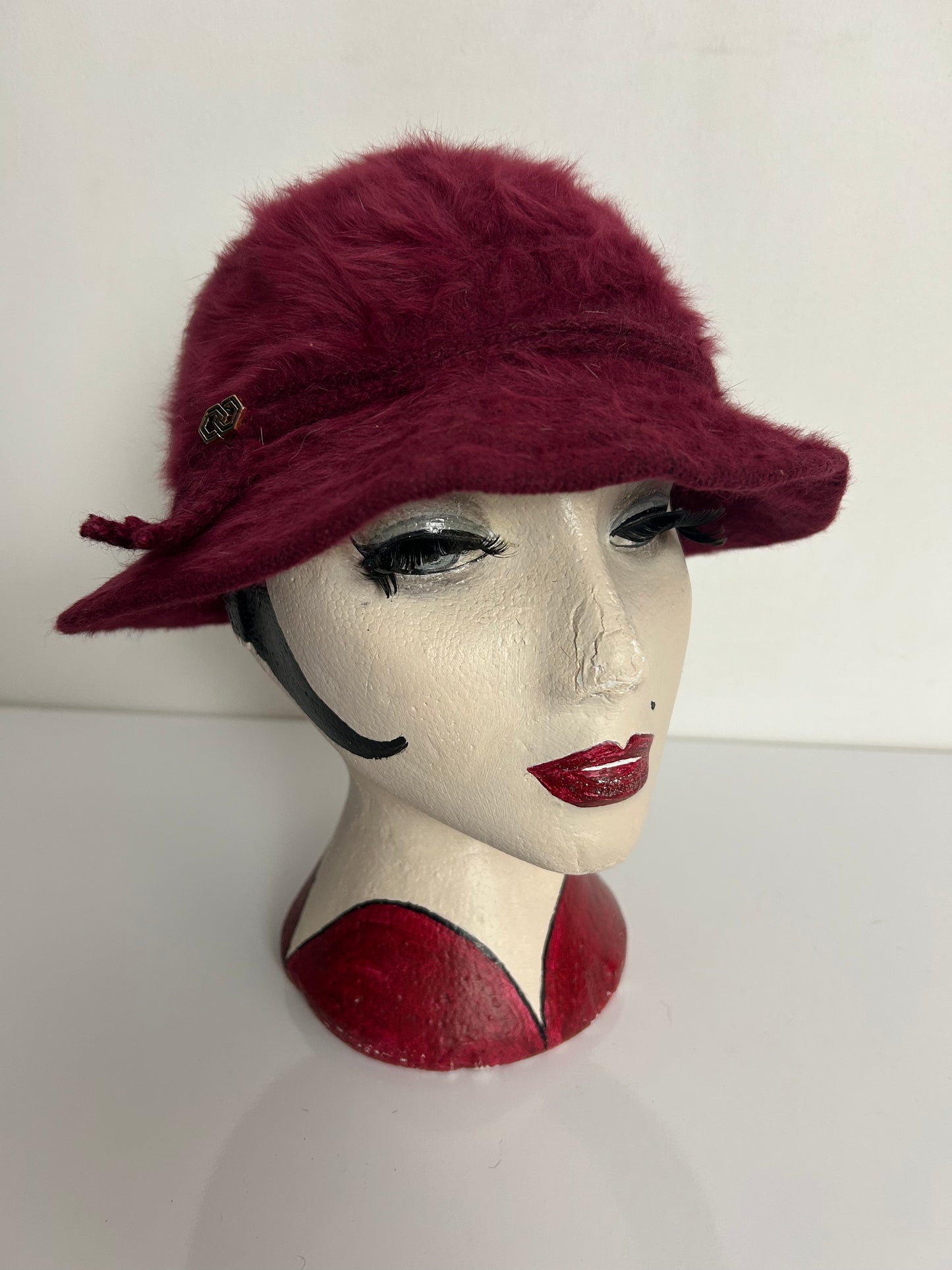 Vintage 1970s Raspberry Angora Mix Soft Touch Cloche Style Hat