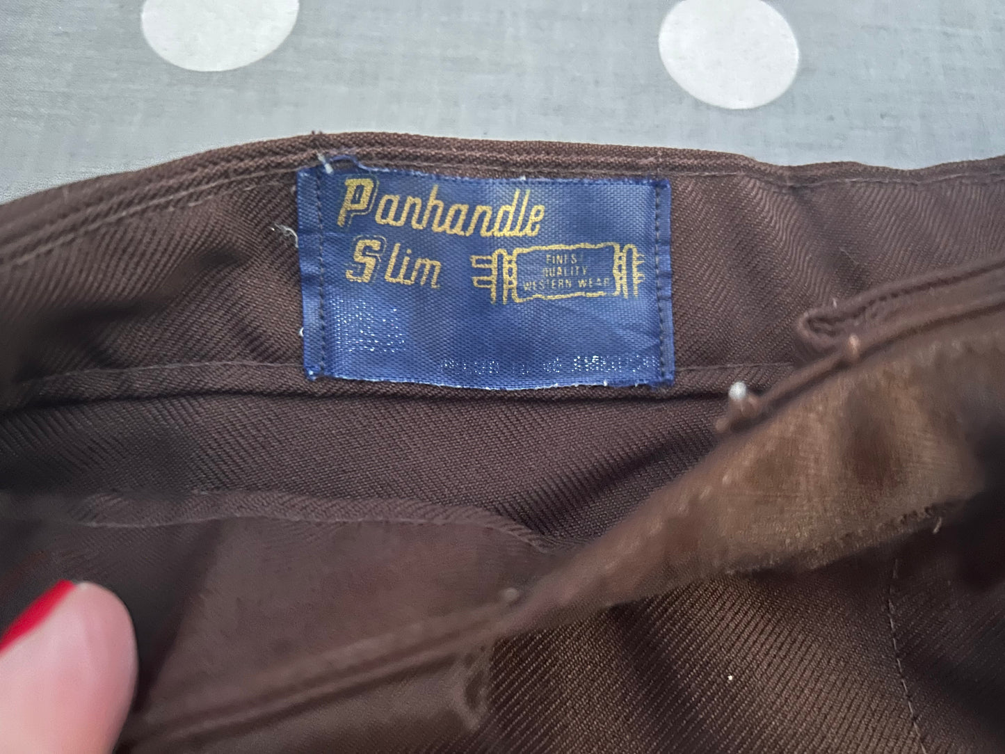 Vintage 1970s PANHANDLE SLIM Western UK Size 8 Brown Straight Leg Trousers