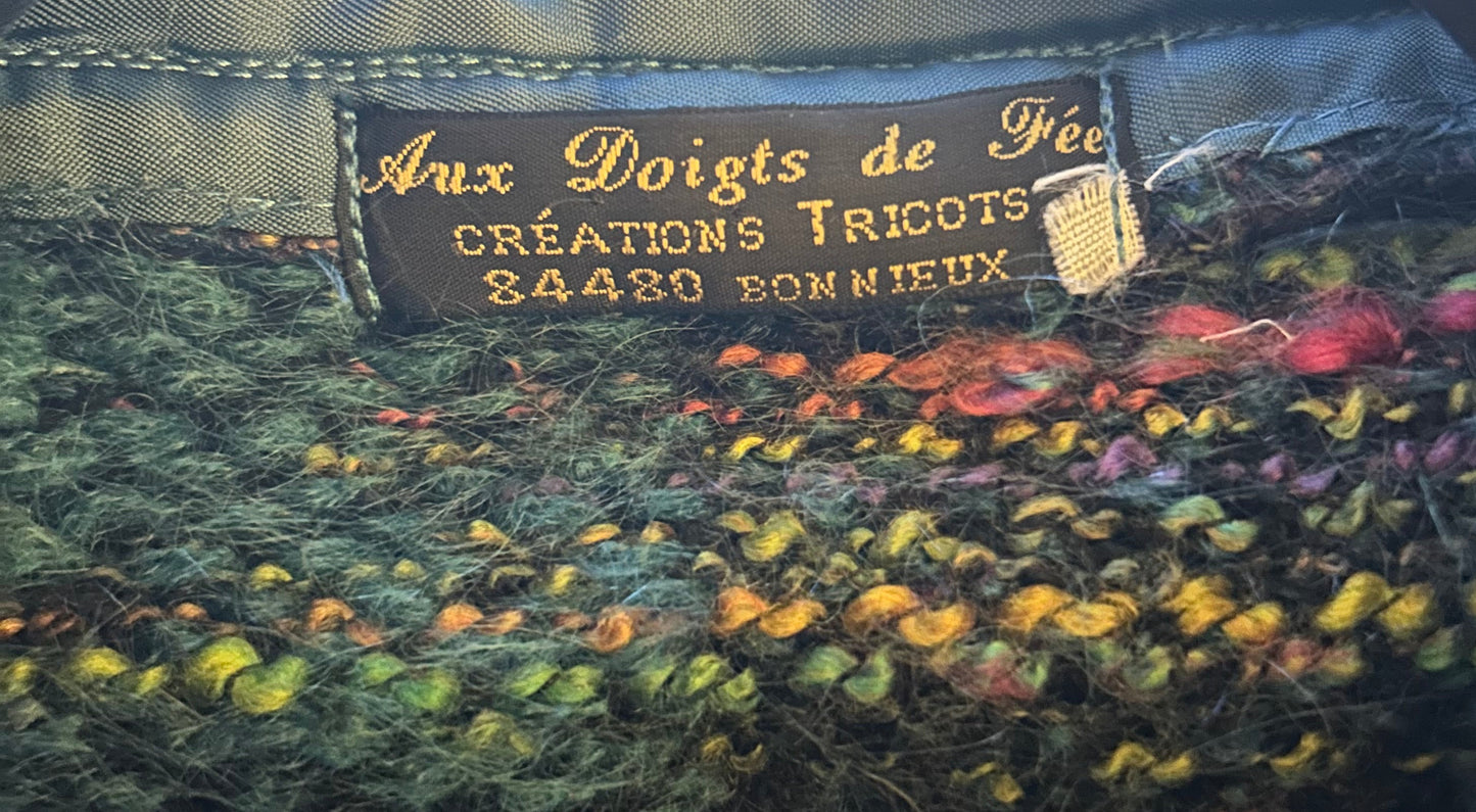 Vintage Early 1980s Size 12-14 Peacock Blue Mohair & Wool Mix Collarless Jacket