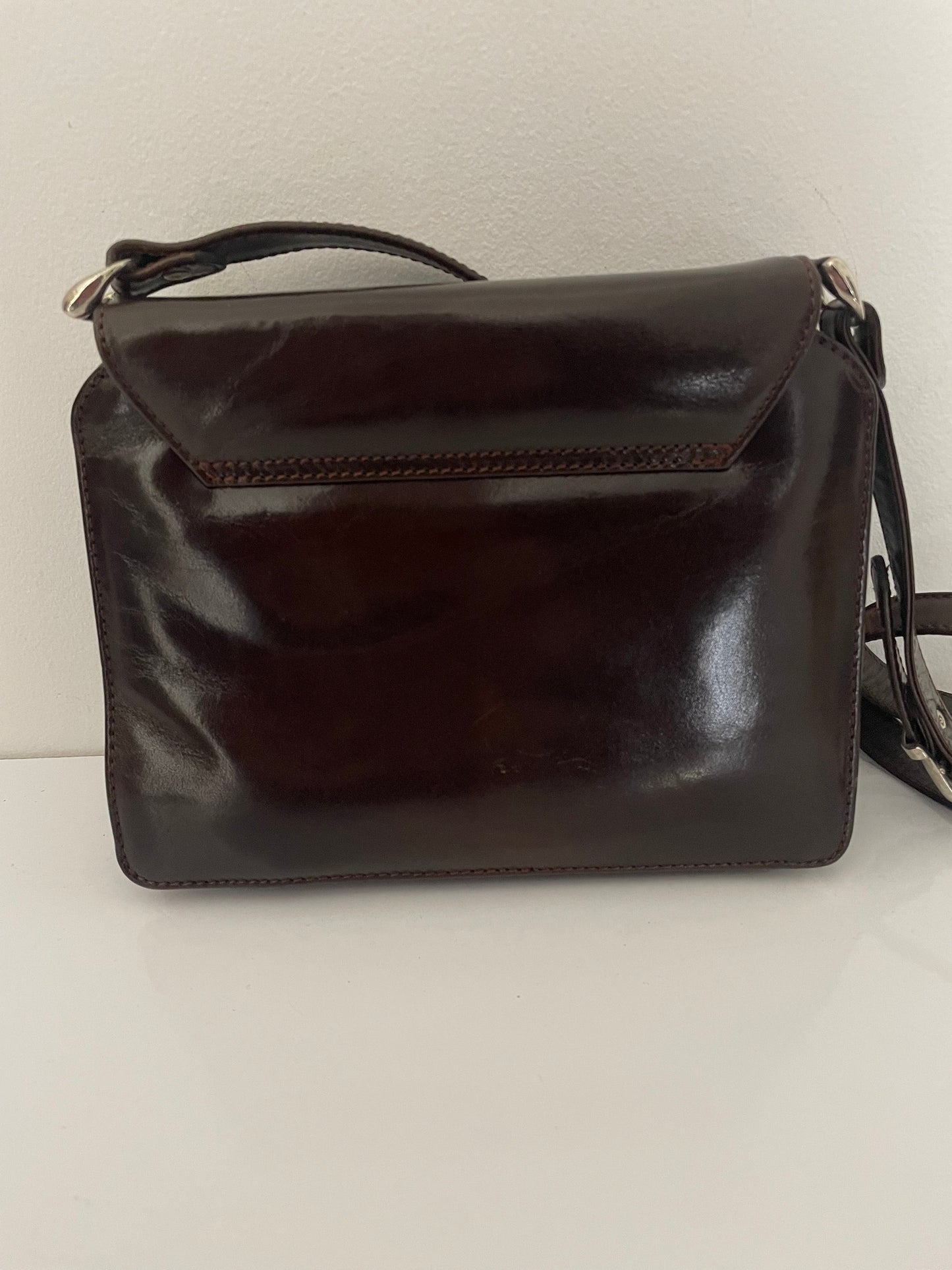 Vintage 1990s PB Small Brown Leather Cross Body Or Shoulder Bag