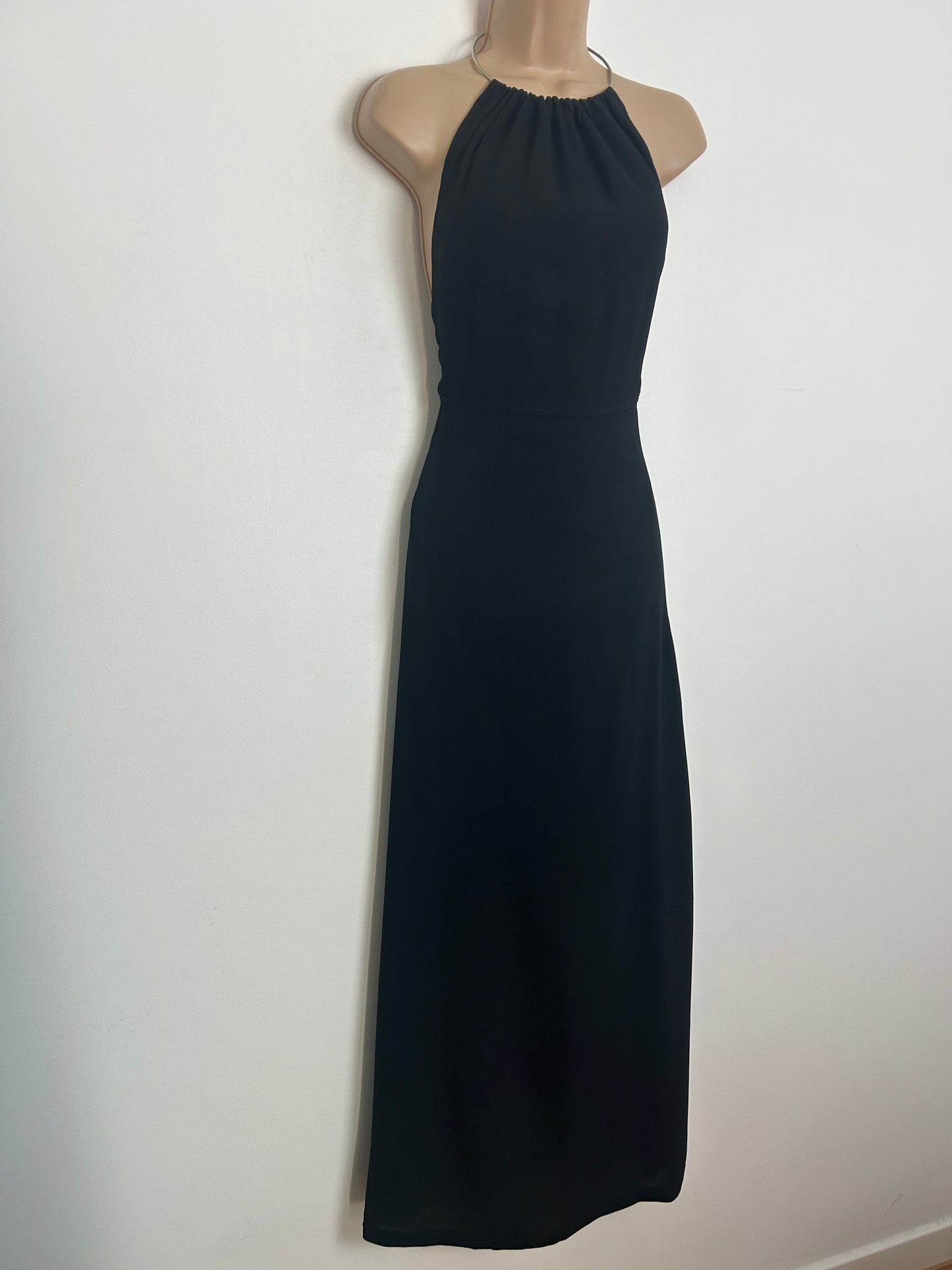 Vintage 1970s BELCHIC MODELL Size 6 Black Metal Choker Neck Occasion Evening Maxi Dress