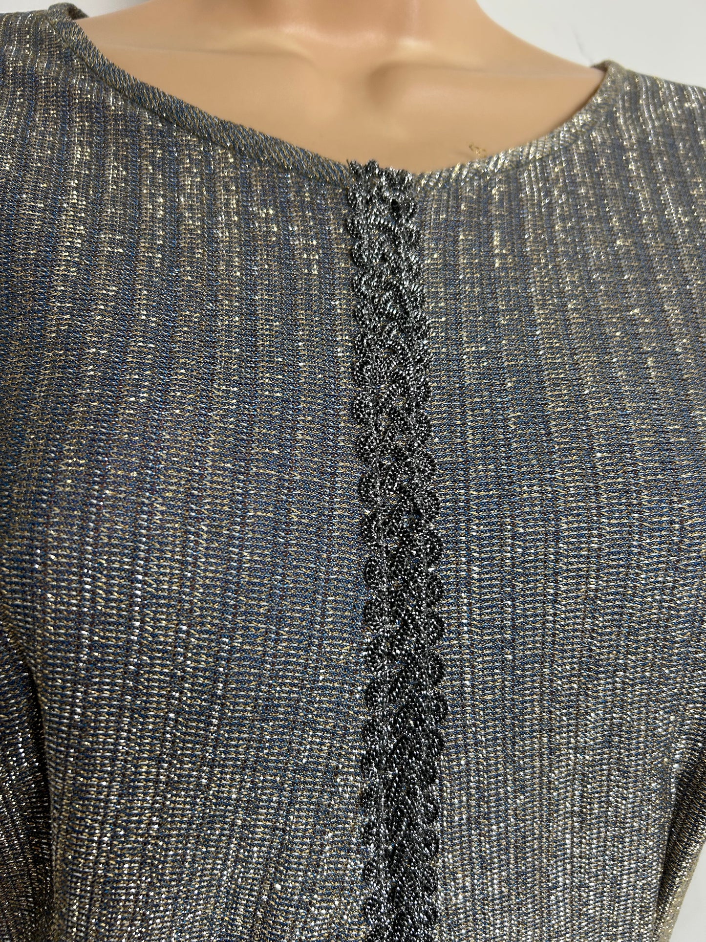 Vintage 1960s BERBRIGHT LONDON Size 12 Silver Lurex Braid Trim Evening Party Dress & Matching Cropped Jacket