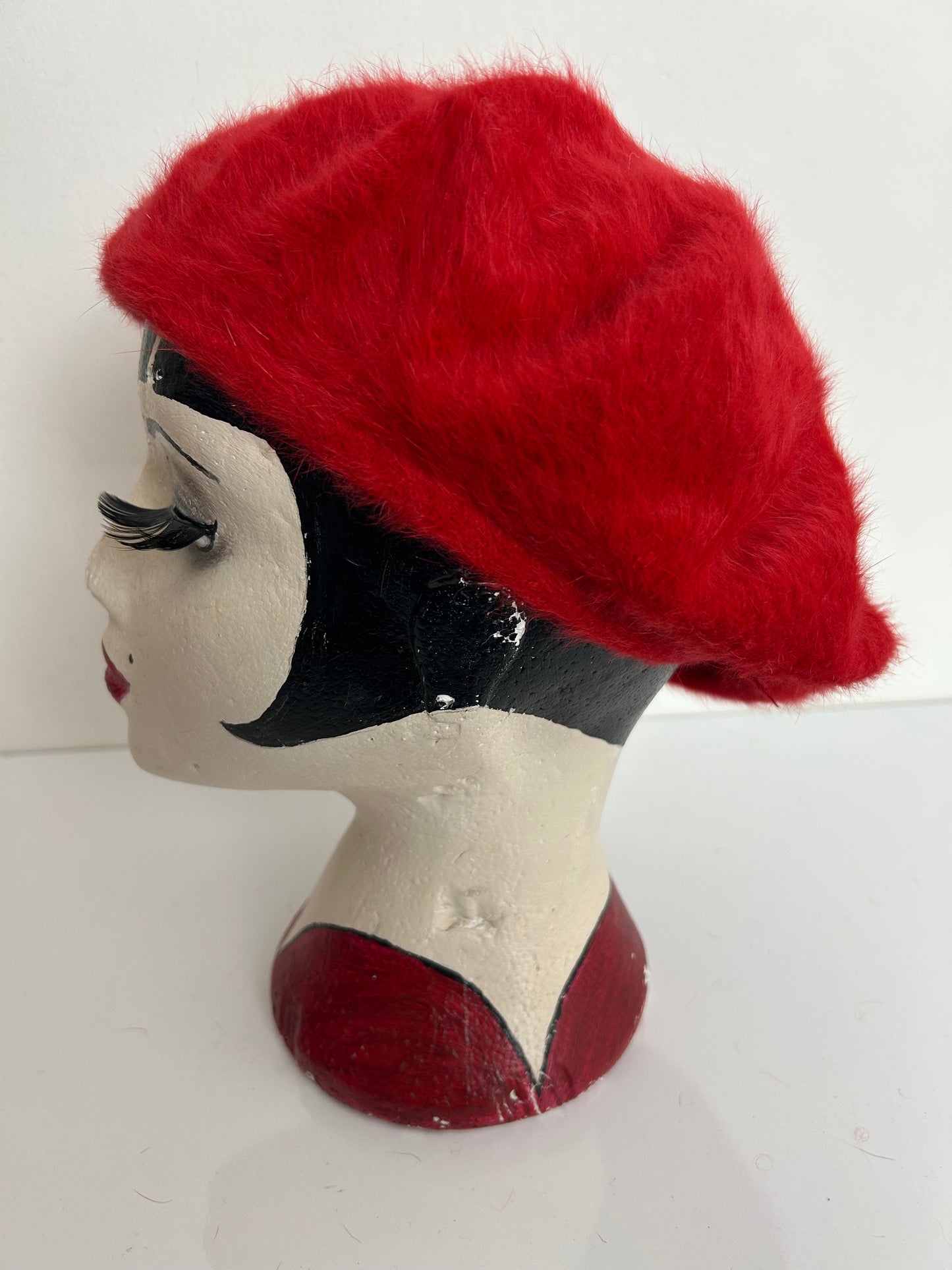 Vintage Cute Red Wool & Angora Mix Beret