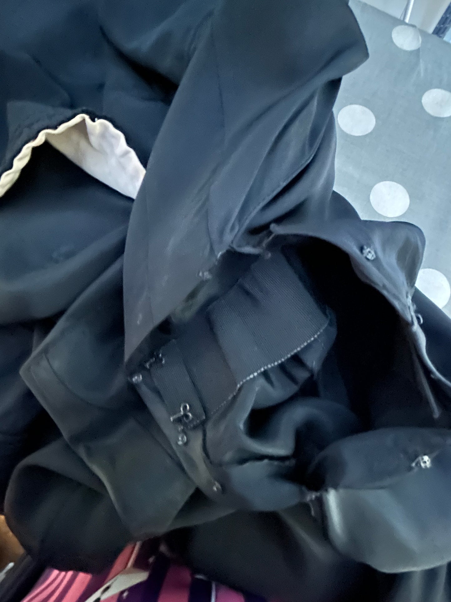 Vintage Collectable Antique 1930s Size 8 Homemade Black Satin Acetate Ruffle Collar Maxi Dress