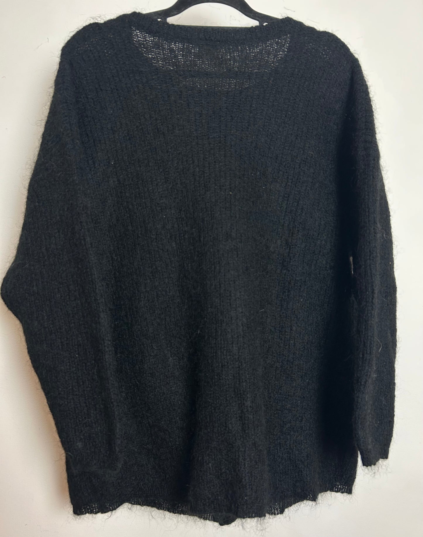 Vintage 1980s Up To Size 16 Black Mohair Mix Bead Embellished Cardigan