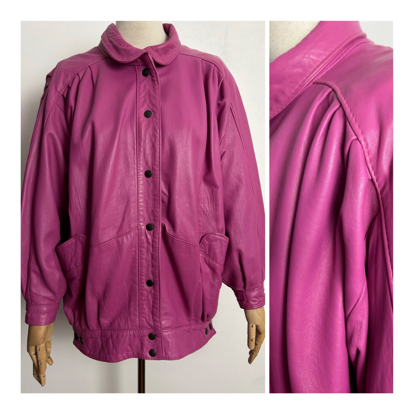 Vintage 1980s THE TAUBE COLLECTION Approx UK Size 14 Pink Leather Jacket