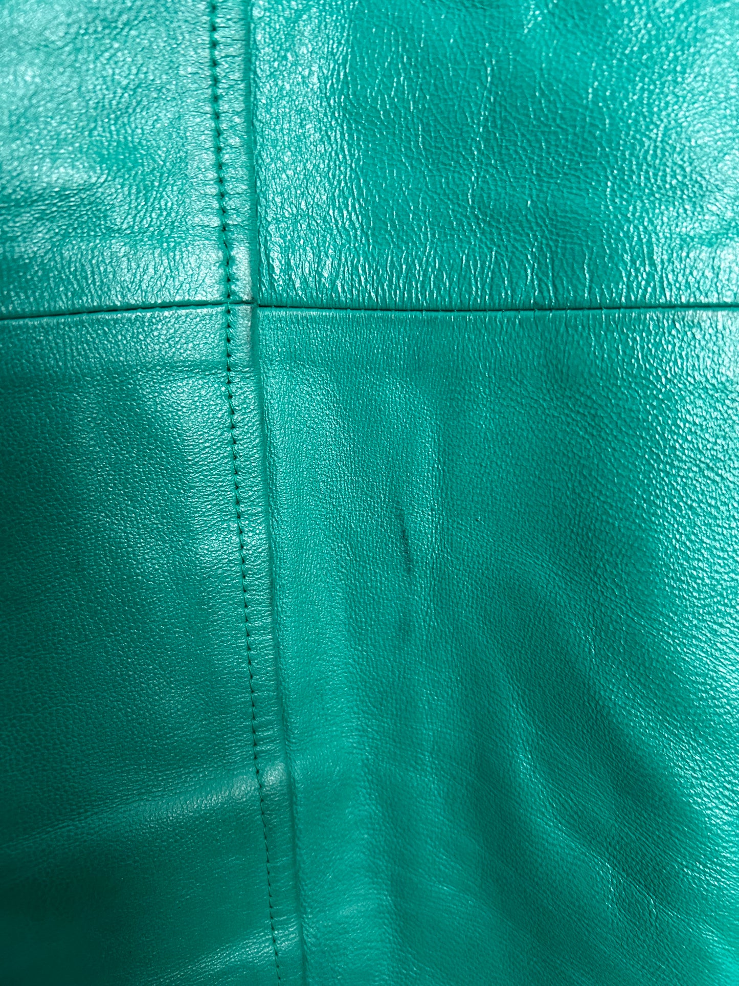 Vintage 1980s UK Size 14 Jade Green Oversized Leather Jacket/Coat