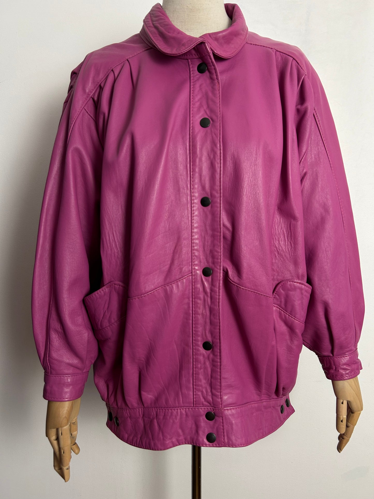 Vintage 1980s THE TAUBE COLLECTION Approx UK Size 14 Pink Leather Jacket