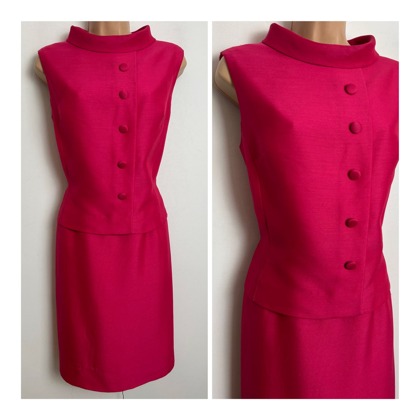 Vintage 1960s PEGGY FRENCH COUTURE Size 10 "Francine" Fuchsia Pink Mod Dress