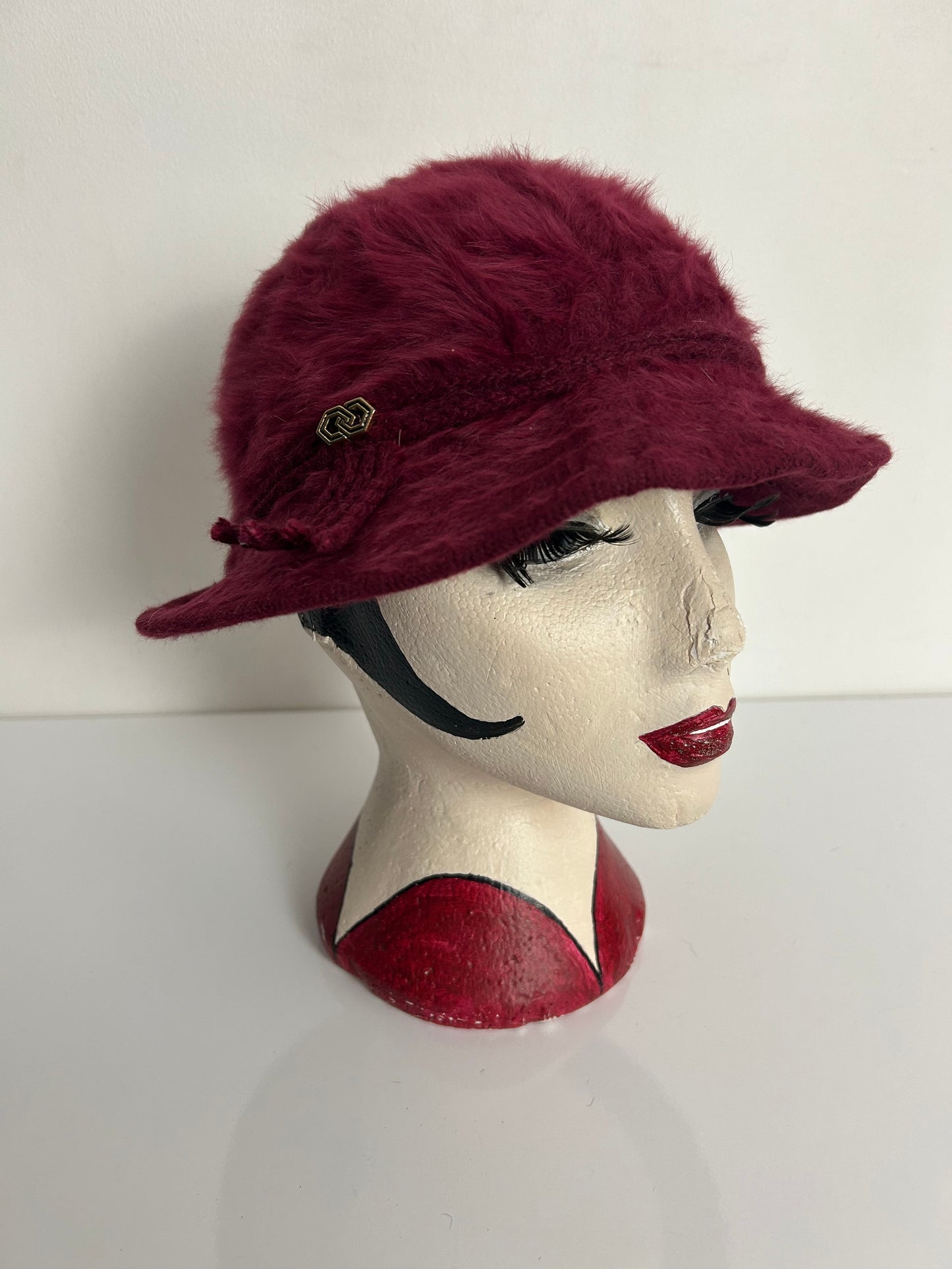 Vintage 1970s Raspberry Angora Mix Soft Touch Cloche Style Hat