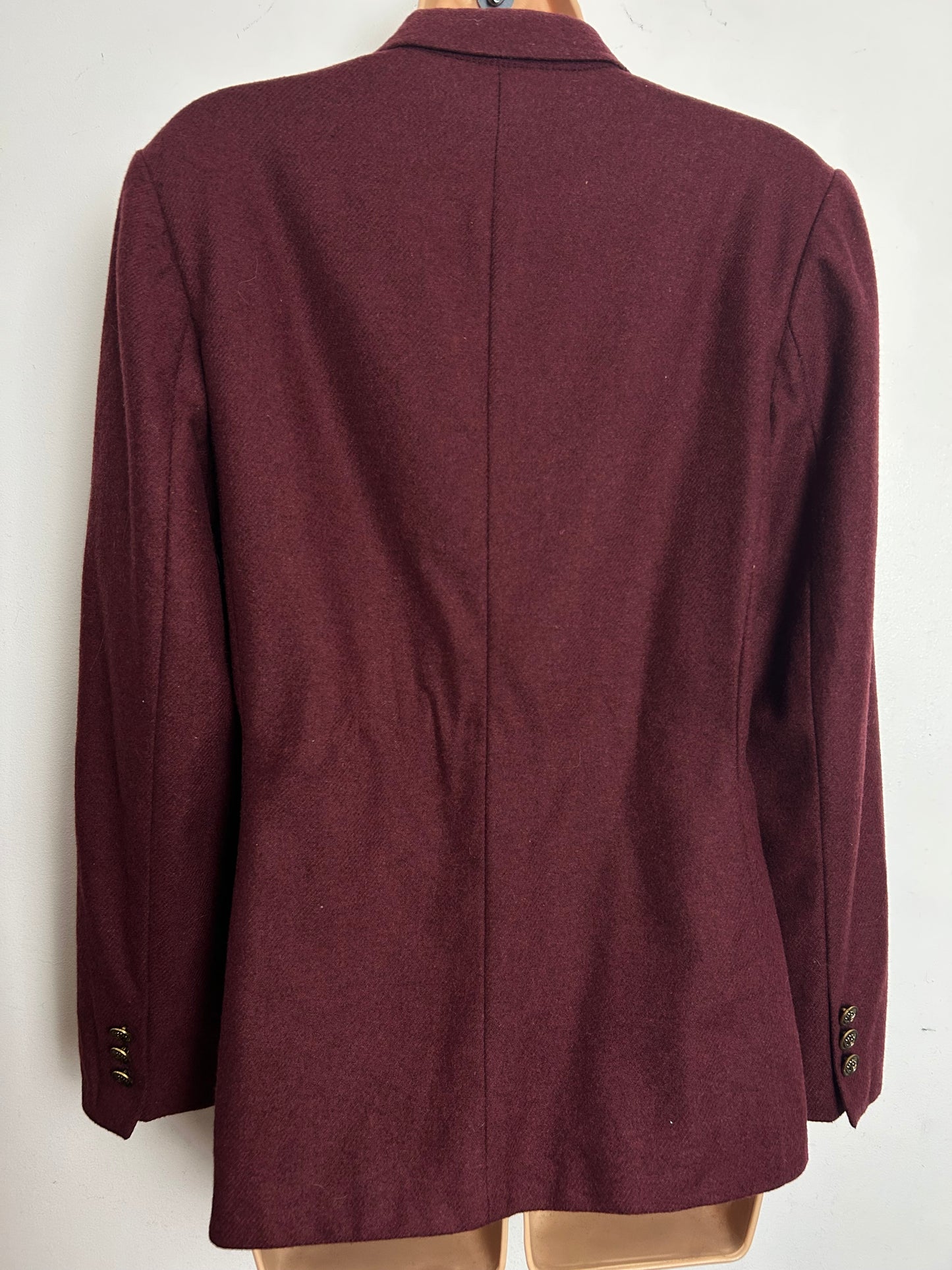 Vintage 1980s HARRINGTON SQUARE Size 12 Wine Red 65% Pure New Wool Blazer