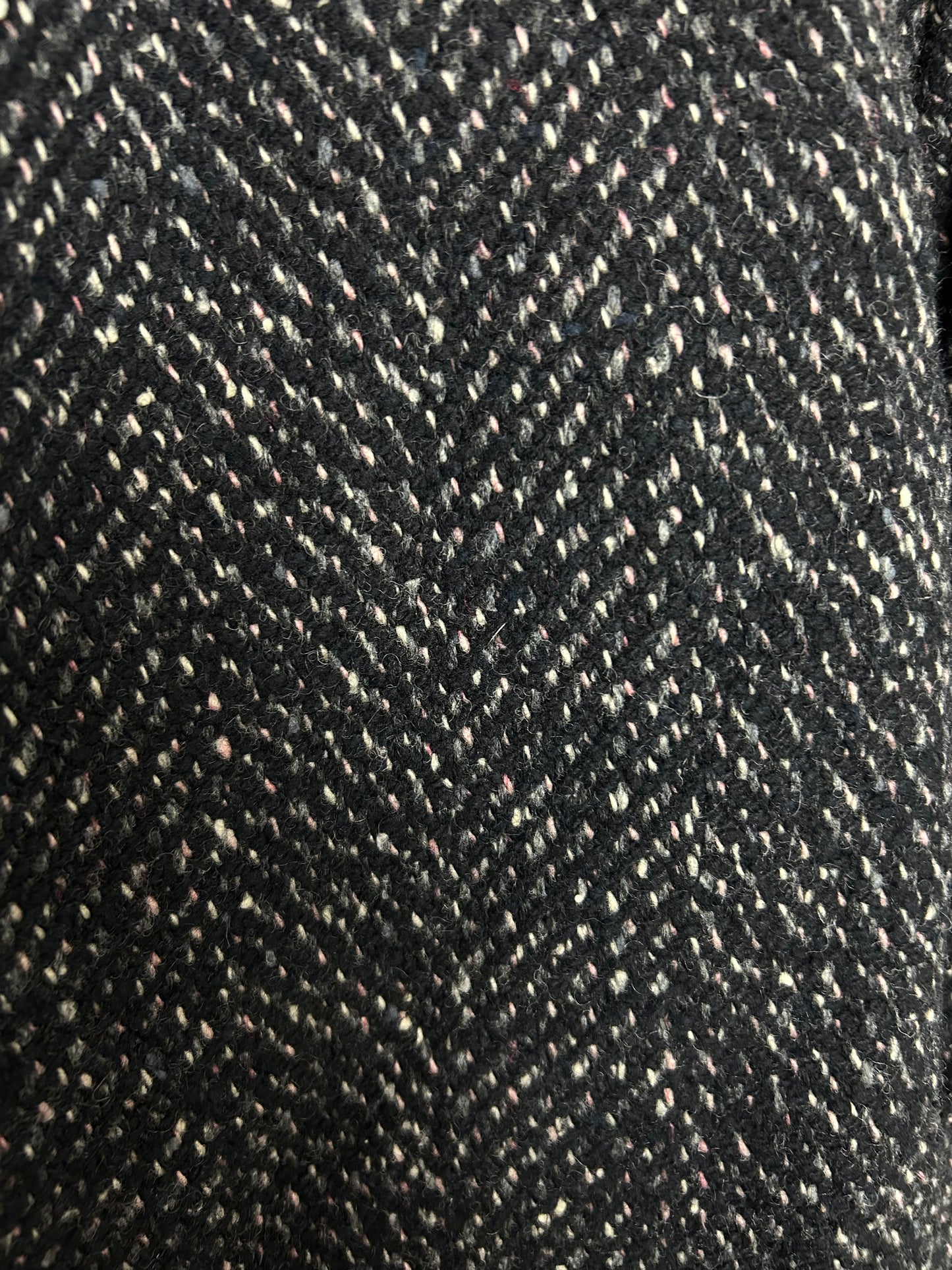 Vintage Early 1980s UK Size 14-16 Black Fleck Wool Longer Length Fully Lined Winter Coat