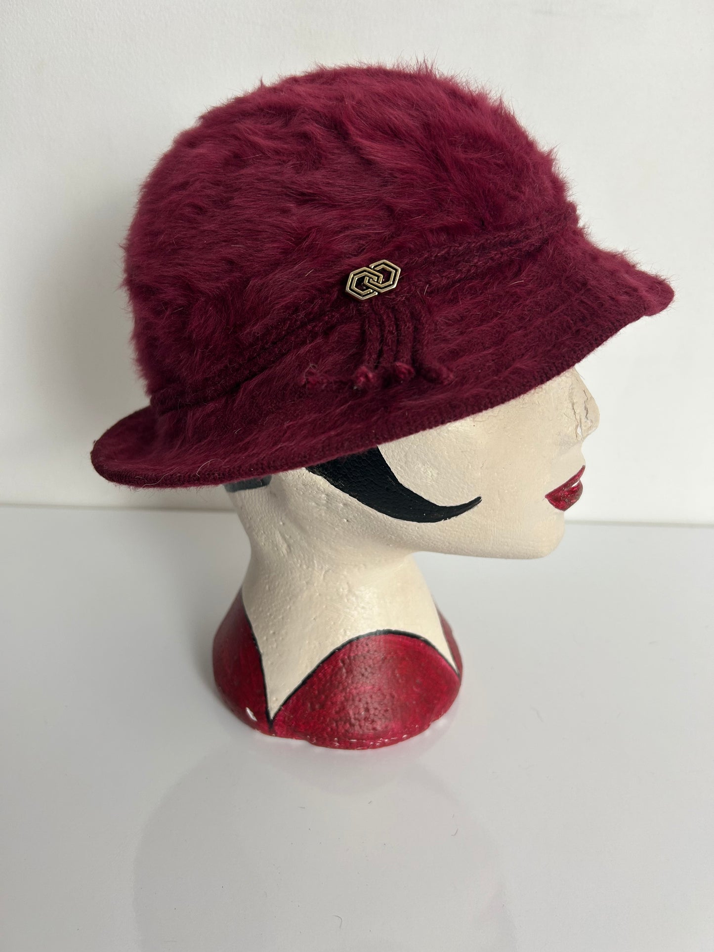 Vintage 1970s Raspberry Angora Mix Soft Touch Cloche Style Hat