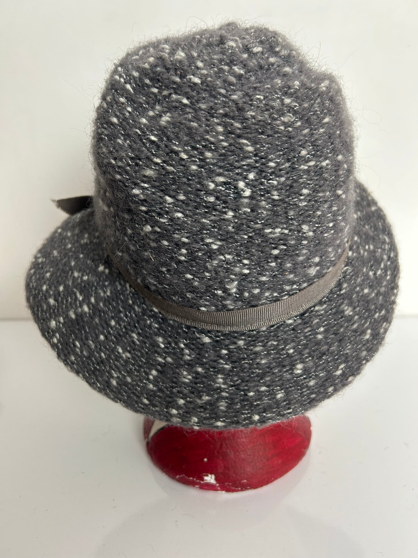 Vintage Dark Grey Speckled Wool Mix Trilby Style Hat